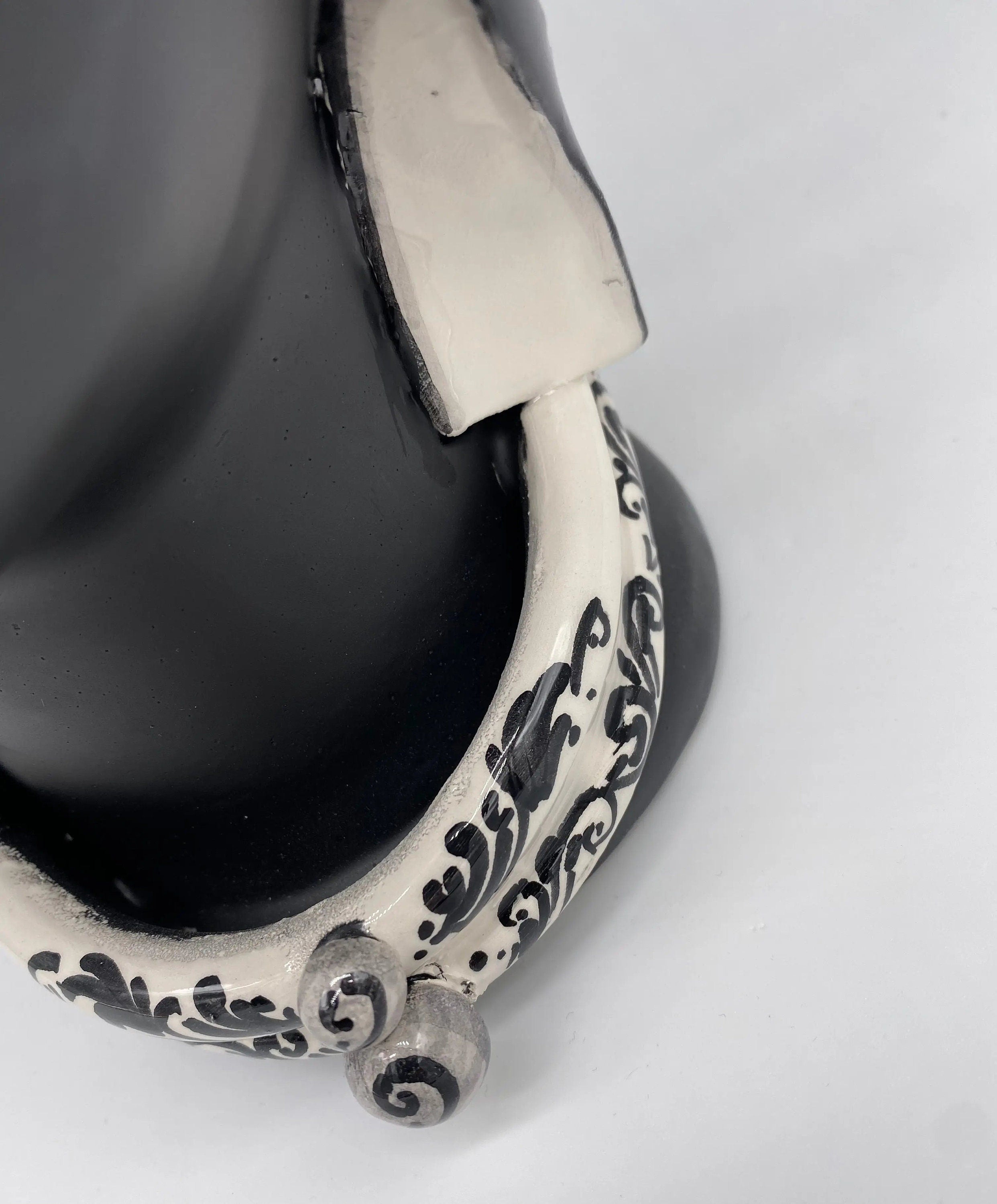 Teste di Moro Atena Ceramica Caltagirone cm H.30 L.23 Artigianale Grigio Nero DD CERAMICHE SICILIANE
