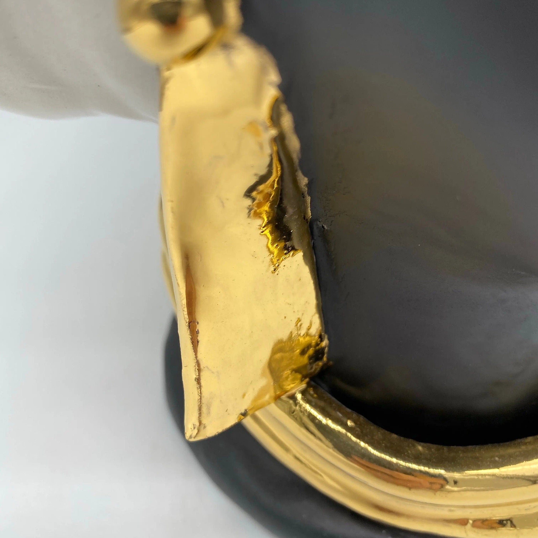 Teste di Moro Atena Ceramica Caltagirone cm H.30 L.23 Artigianale Bianco Nero Oro DD CERAMICHE SICILIANE