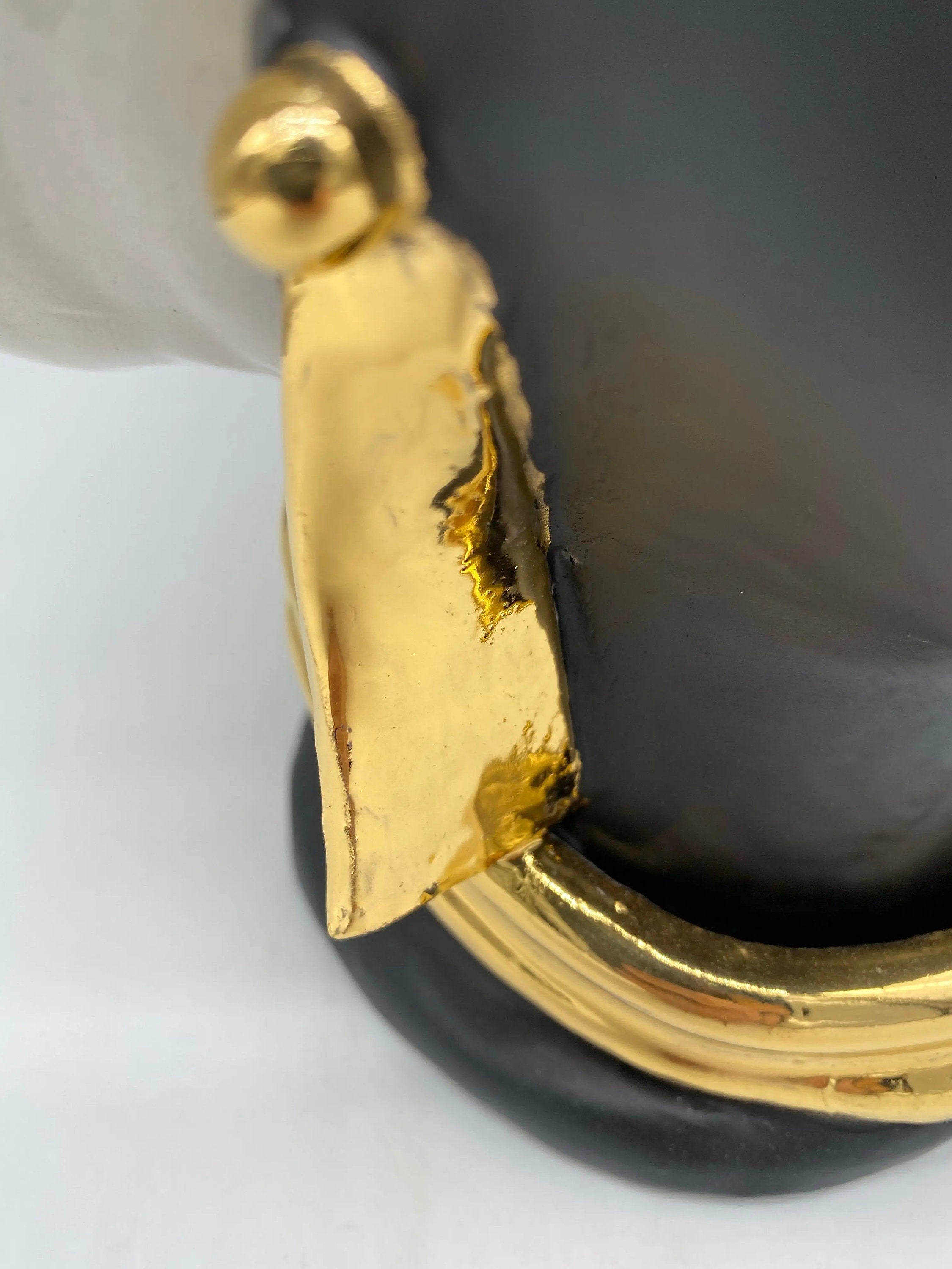 Teste di Moro Atena Ceramica Caltagirone cm H.30 L.23 Artigianale Bianco Nero Oro DD CERAMICHE SICILIANE