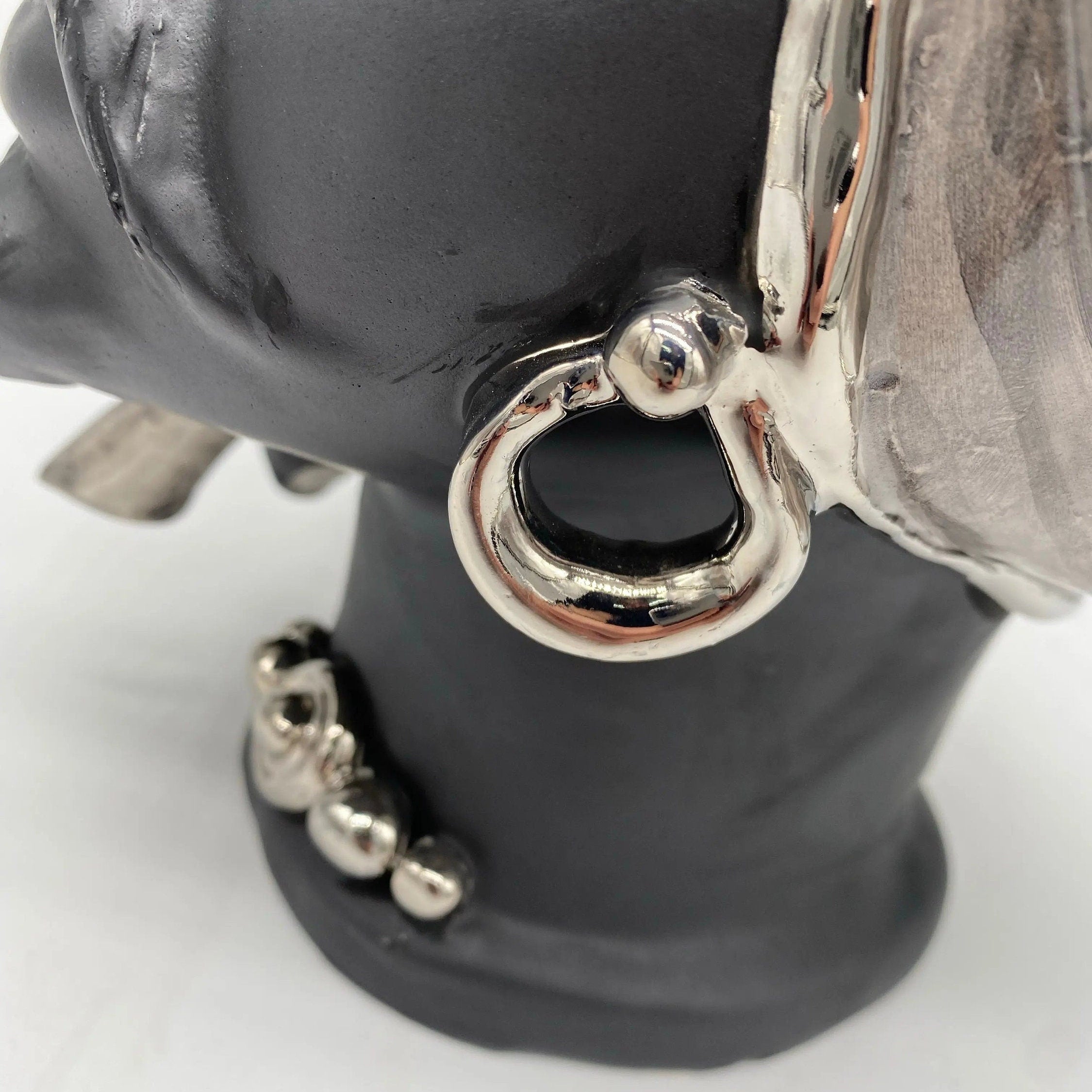 Teste di Moro Atena Ceramica Caltagirone cm H.30 L.23 Artigianale Grigio Nero Platino DD CERAMICHE SICILIANE