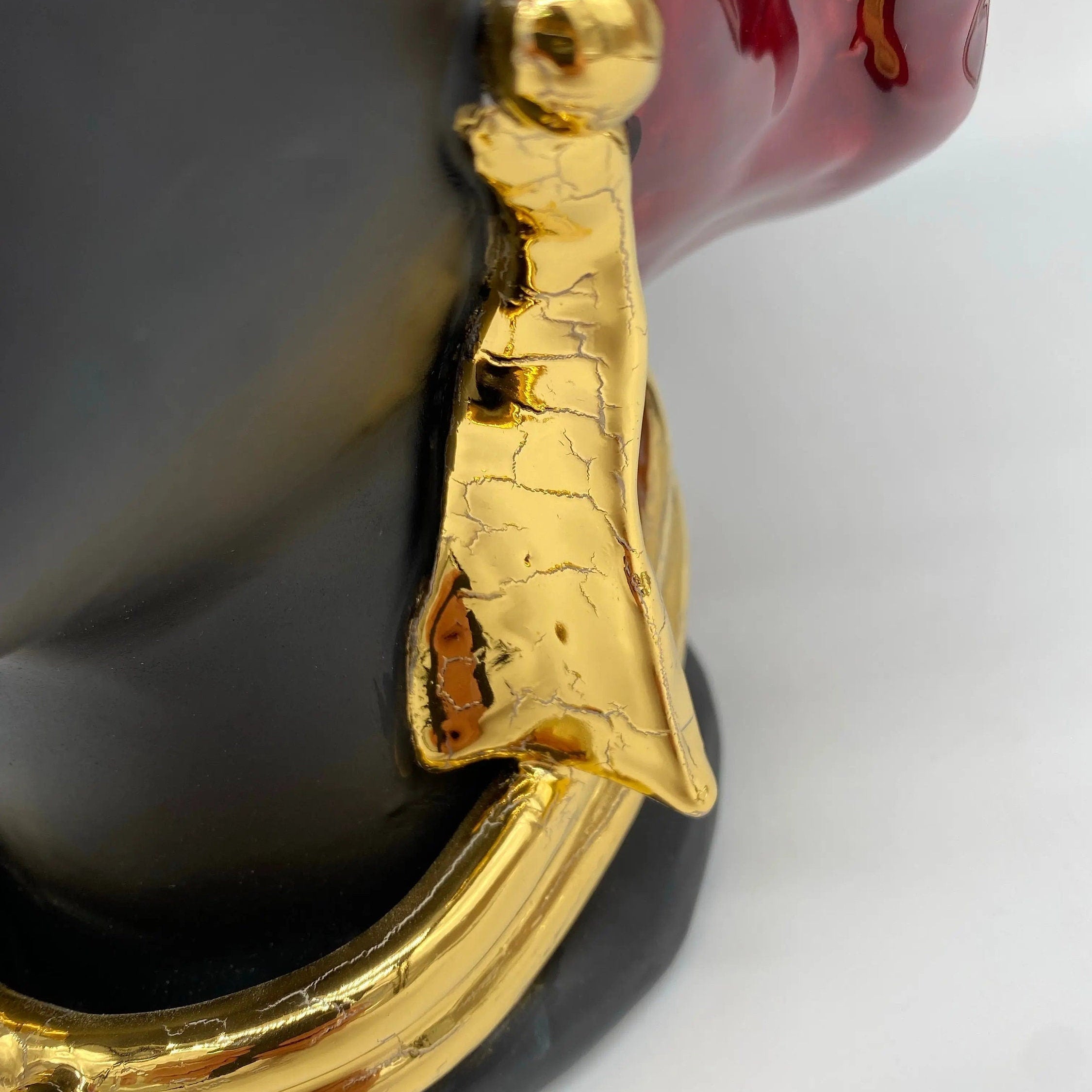 Teste di Moro Atena Ceramica Caltagirone cm H.30 L.23 Artigianale Bordeaux Nero Oro DD CERAMICHE SICILIANE