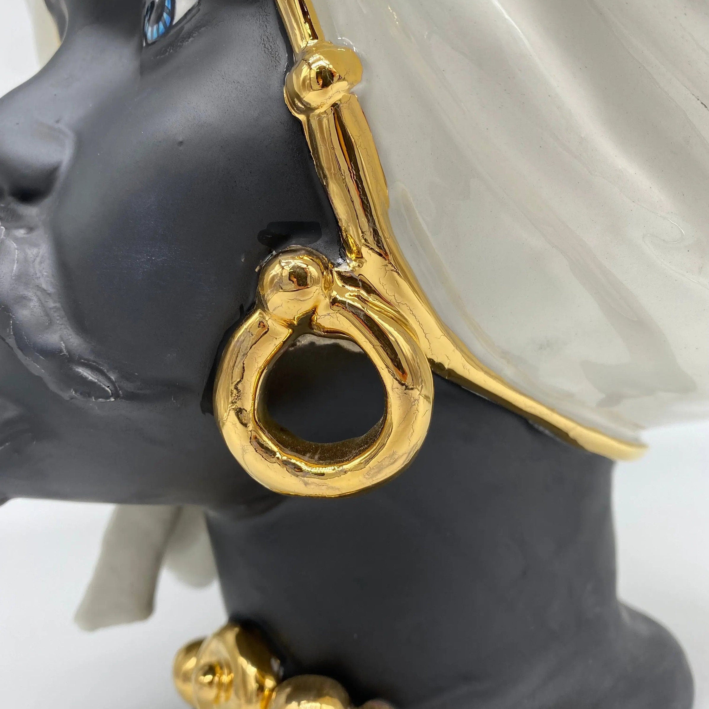 Teste di Moro Atena Ceramica Caltagirone cm H.30 L.23 Artigianale Bianco Nero Oro DD CERAMICHE SICILIANE