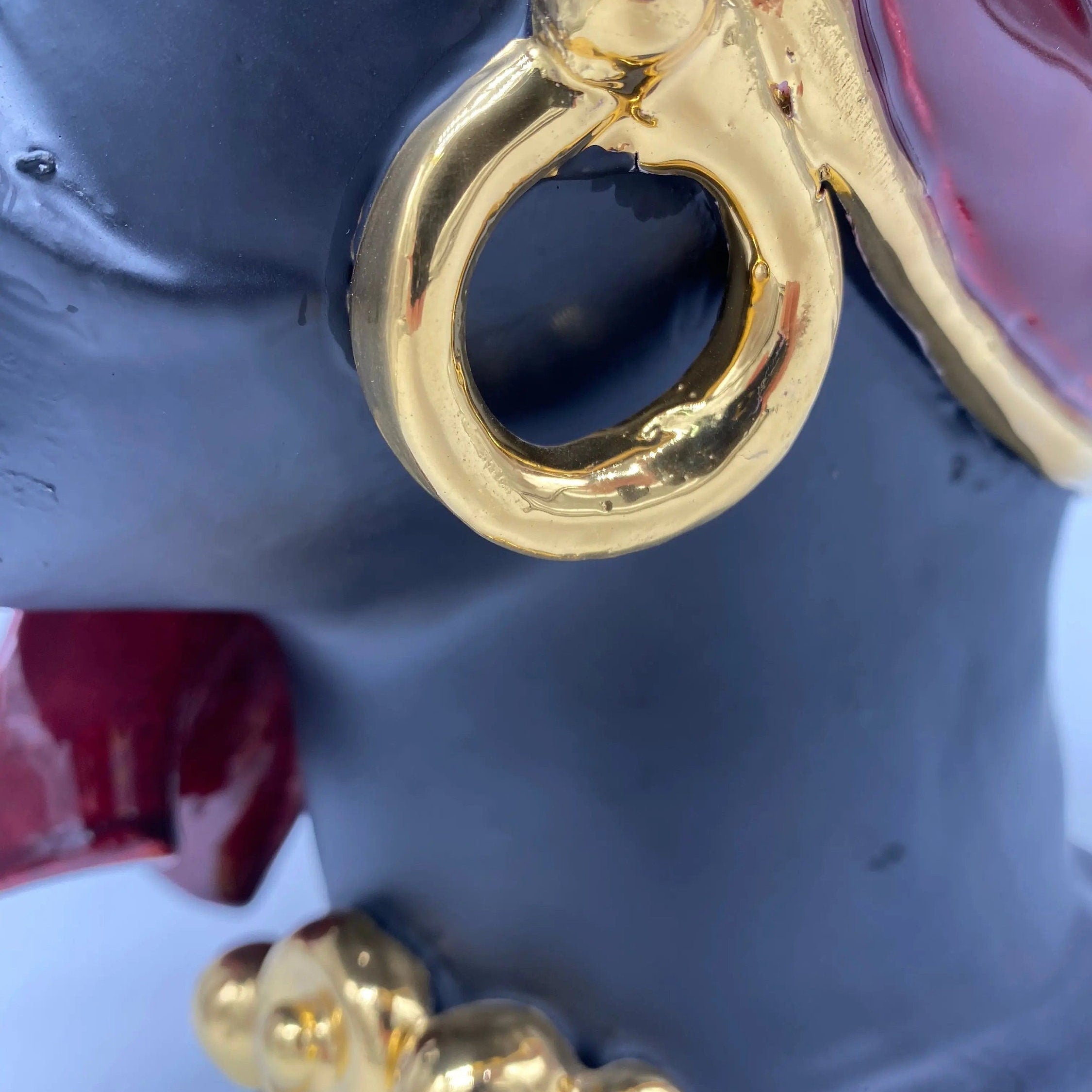 Teste di Moro Atena Ceramica Caltagirone cm H.30 L.23 Artigianale Bordeaux Nero Oro DD CERAMICHE SICILIANE