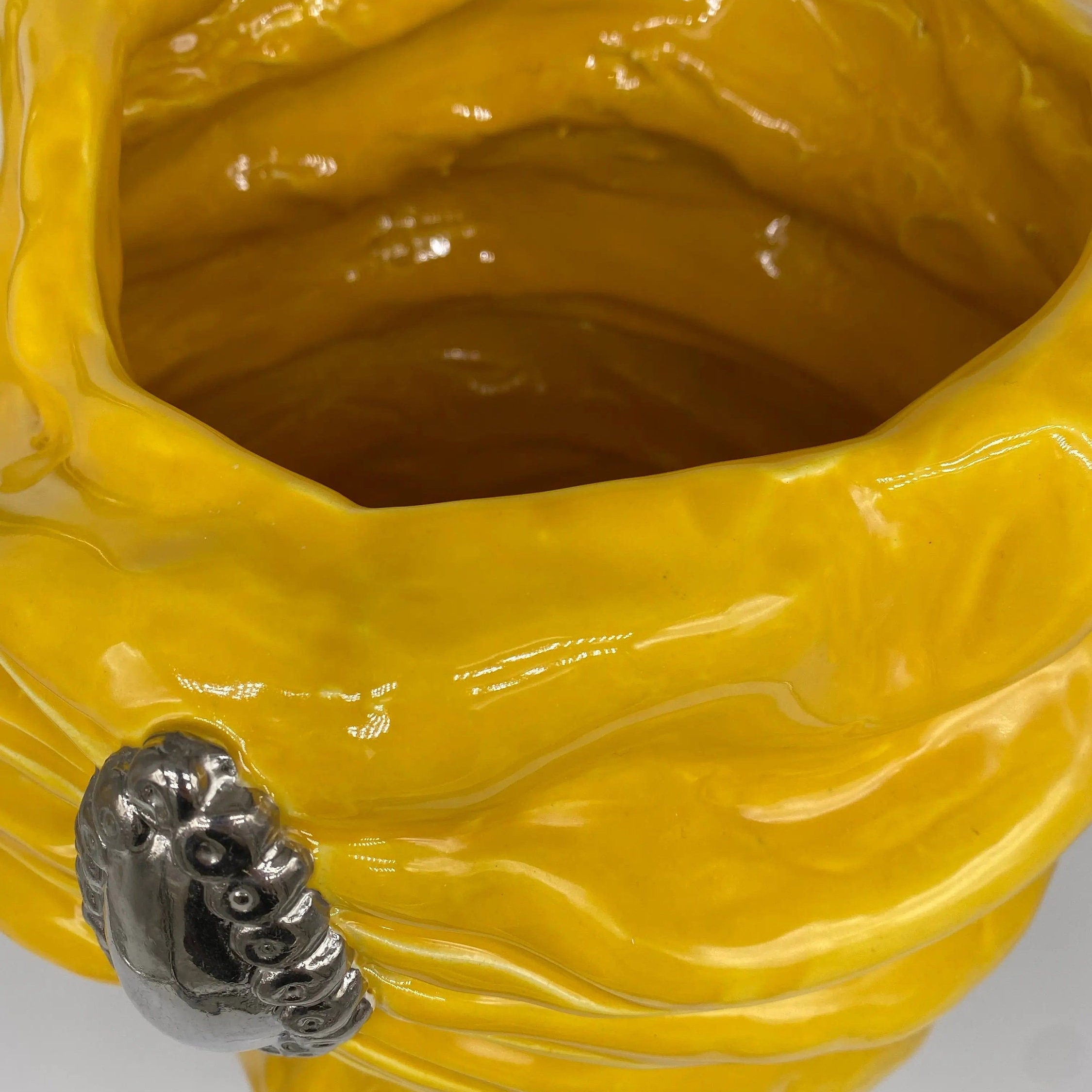 Teste di Moro Atena Ceramica Caltagirone cm H.40 L.28 Artigianale Giallo Platino DD CERAMICHE SICILIANE