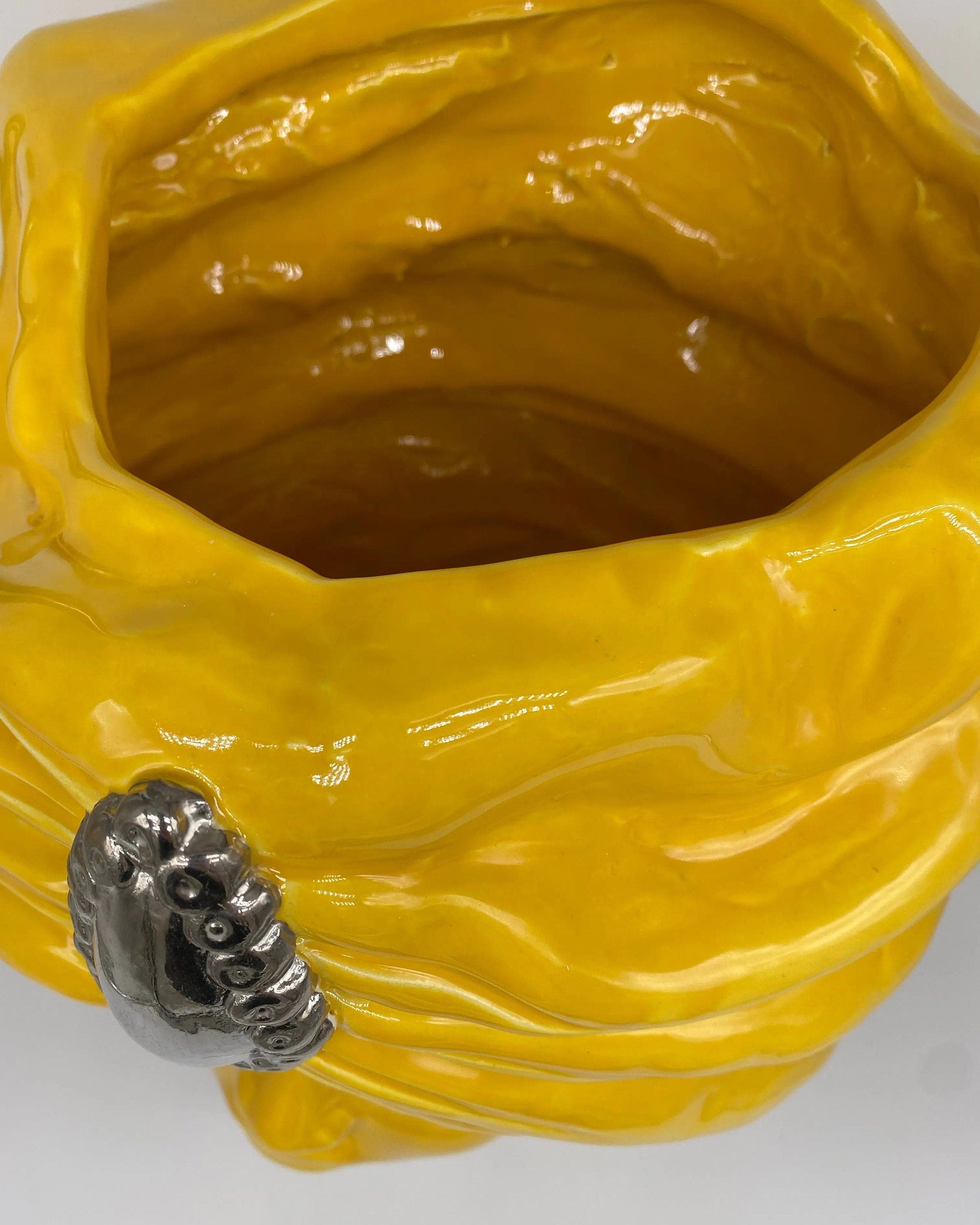 Teste di Moro Atena Ceramica Caltagirone cm H.40 L.28 Artigianale Giallo Platino DD CERAMICHE SICILIANE