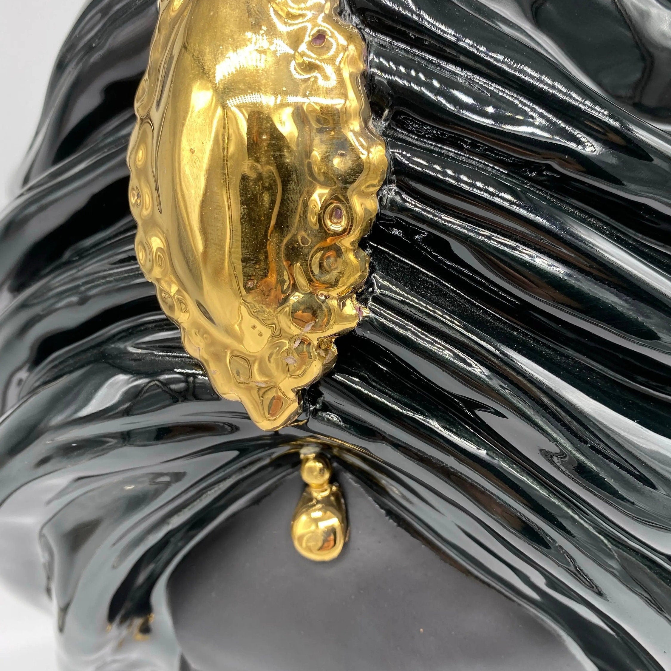 Teste di Moro Atena Ceramica Caltagirone cm H.40 L.28 Artigianale Nero Oro DD CERAMICHE SICILIANE