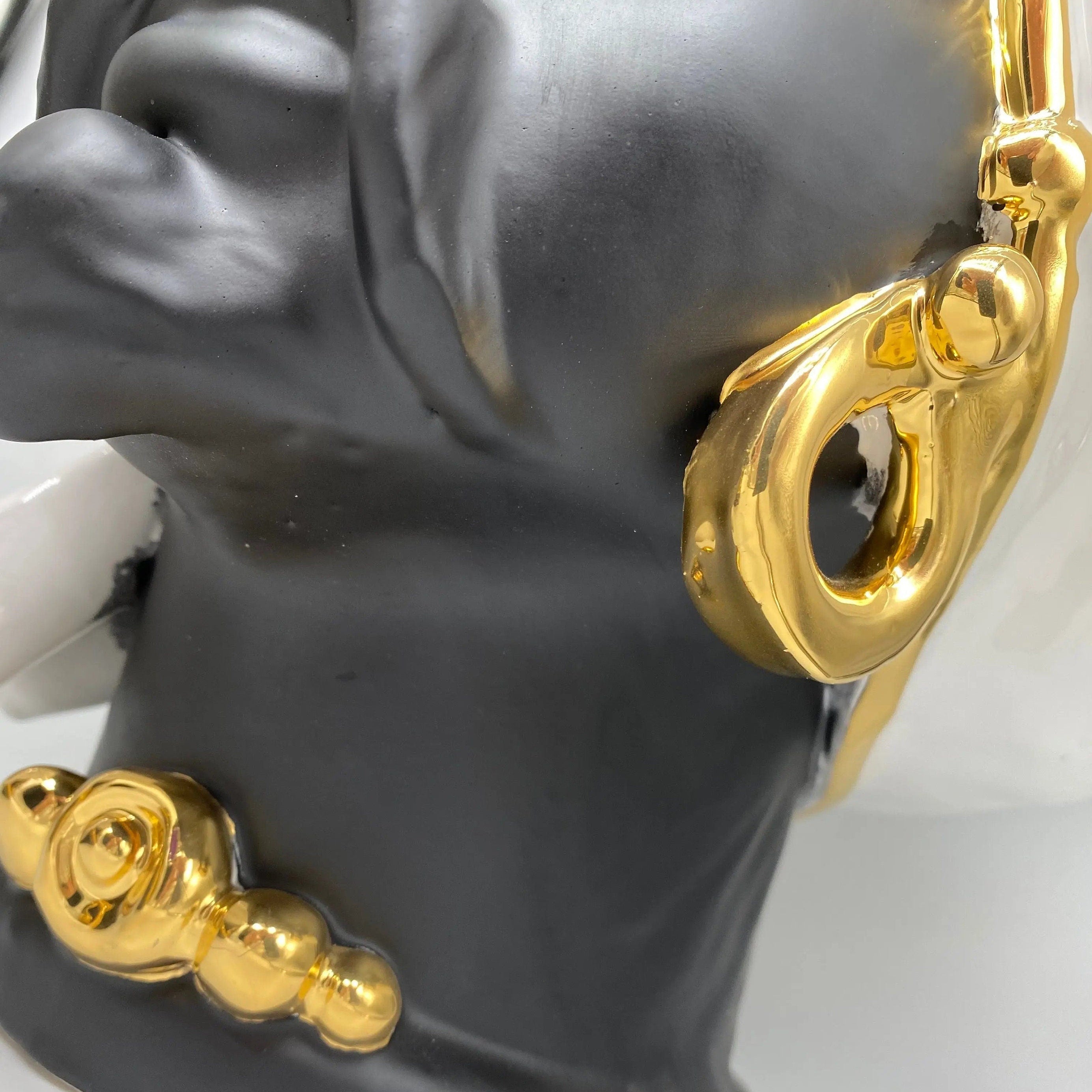 Teste di Moro Atena Ceramica Caltagirone cm H.40 L.28 Artigianale Bianco Nero Oro DD CERAMICHE SICILIANE