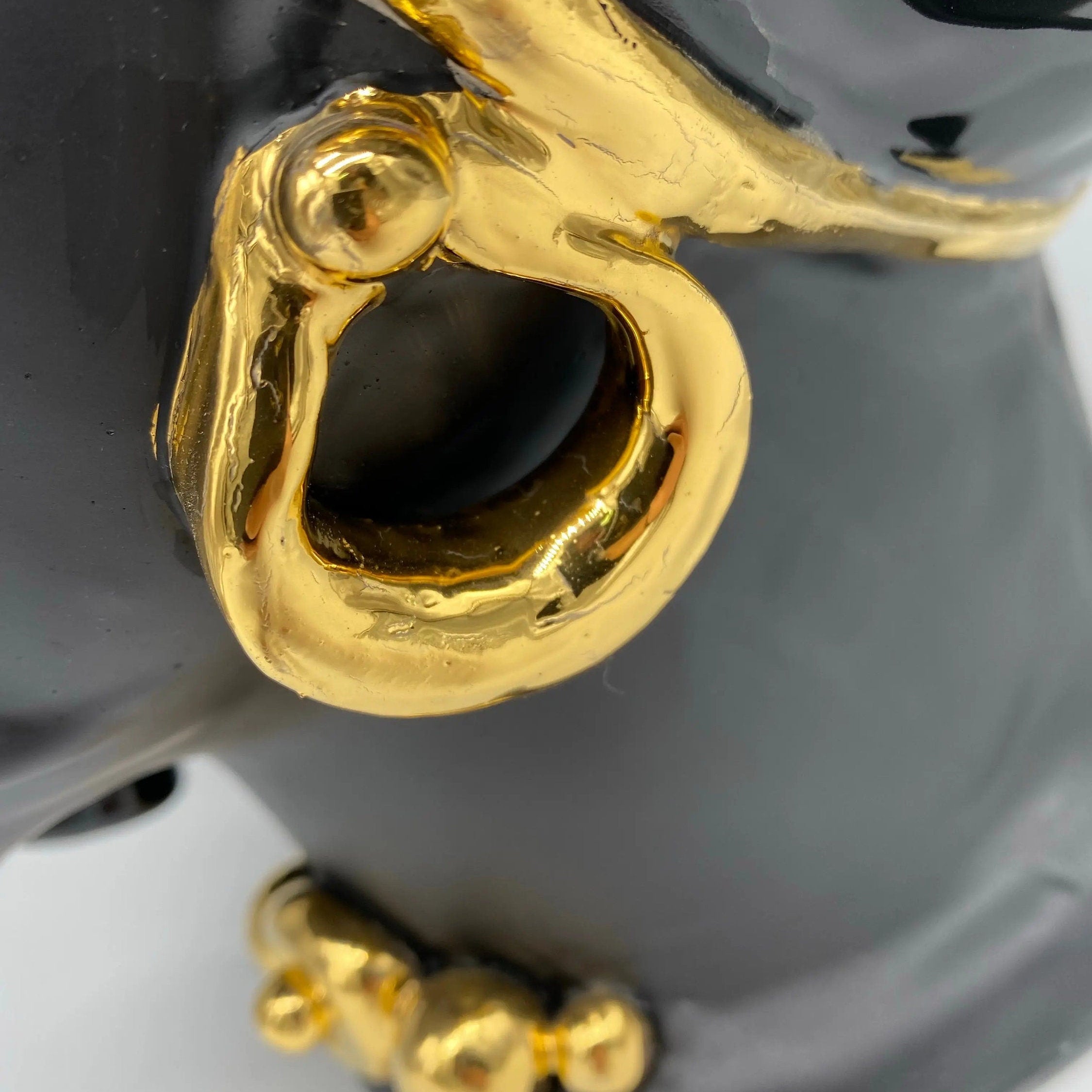 Teste di Moro Atena Ceramica Caltagirone cm H.40 L.28 Artigianale Nero Oro DD CERAMICHE SICILIANE