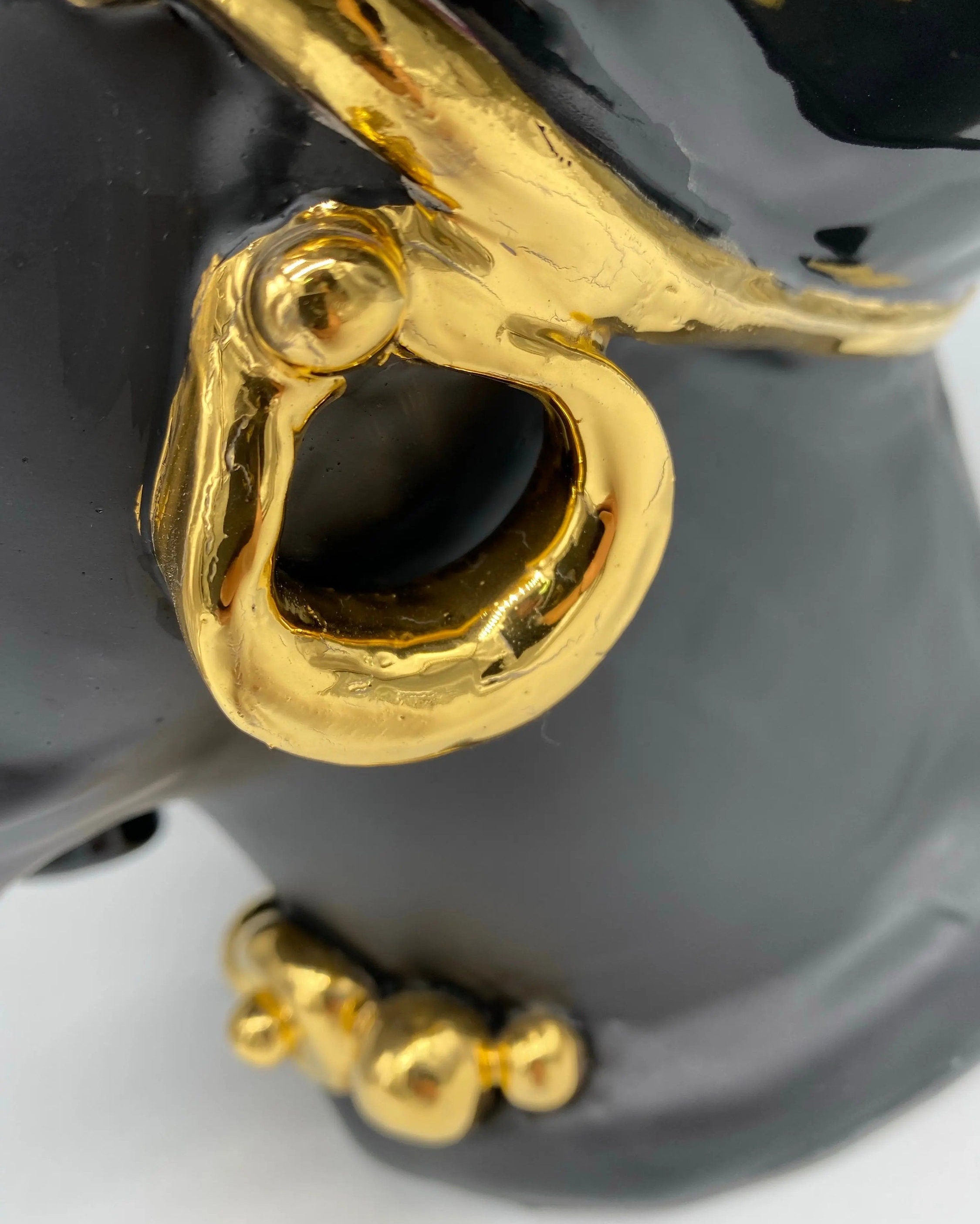 Teste di Moro Atena Ceramica Caltagirone cm H.40 L.28 Artigianale Nero Oro DD CERAMICHE SICILIANE