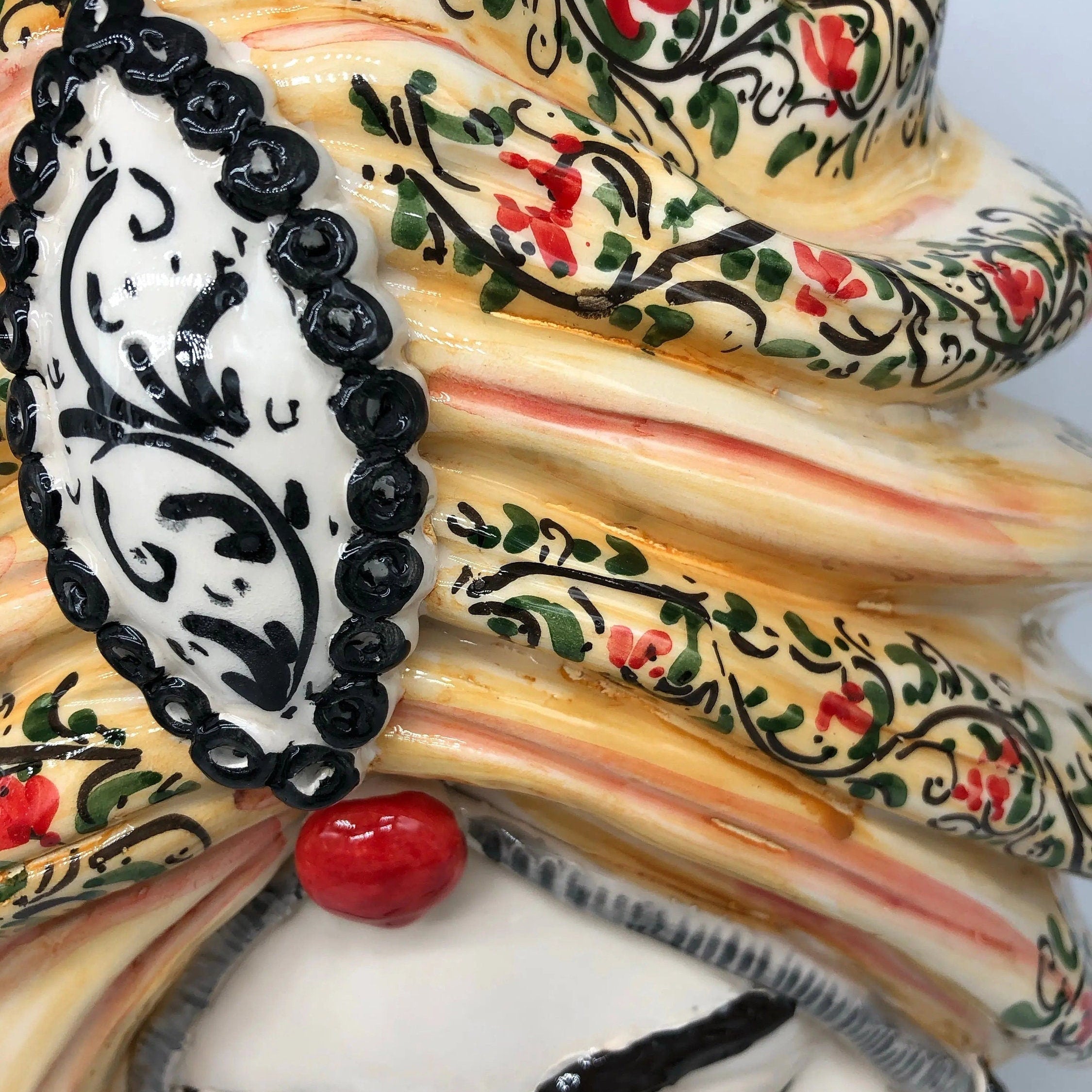 Teste di Moro Atena Ceramica Caltagirone cm H.40 L.28 Artigianale Decoro Floreale DD CERAMICHE SICILIANE