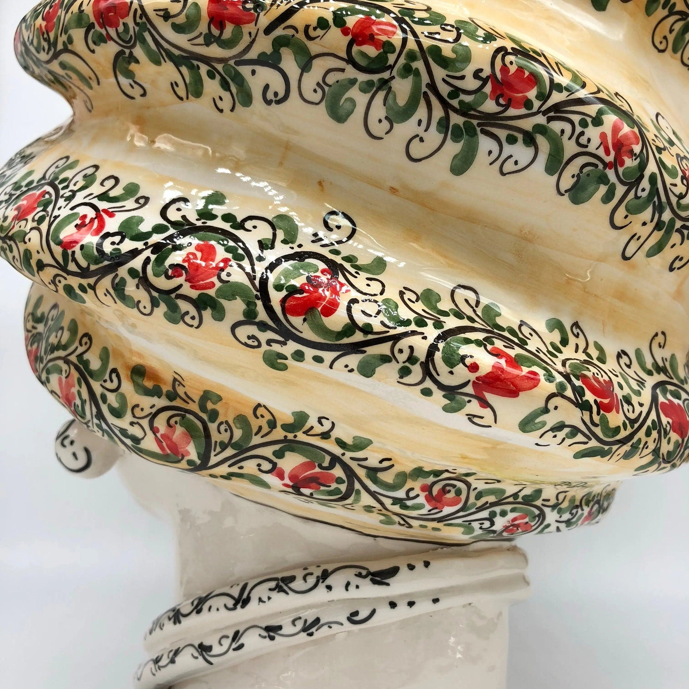 Teste di Moro Atena Ceramica Caltagirone cm H.40 L.28 Artigianale Decoro Floreale DD CERAMICHE SICILIANE