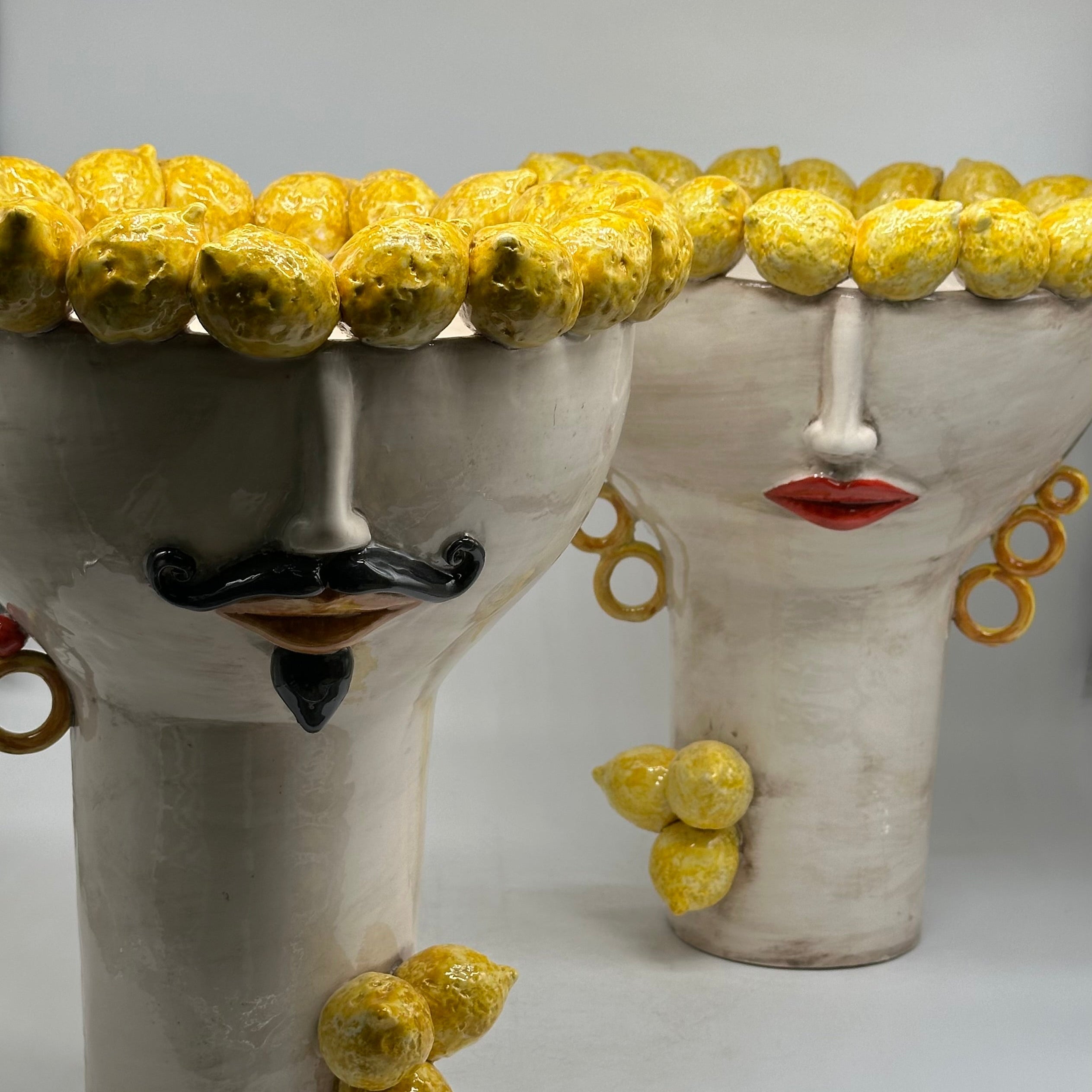 Teste di Moro Citrus Ceramica Caltagirone cm H.35 L.28 Artigianale - TESTE DI MORO