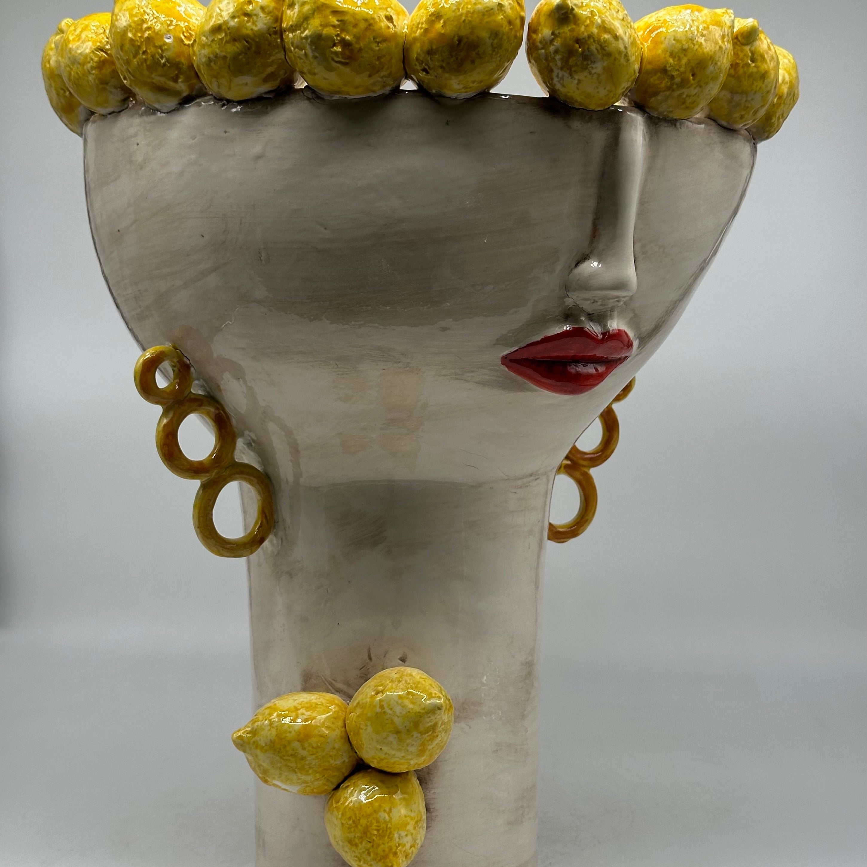 Teste di Moro Citrus Ceramica Caltagirone cm H.35 L.28 Artigianale - TESTE DI MORO