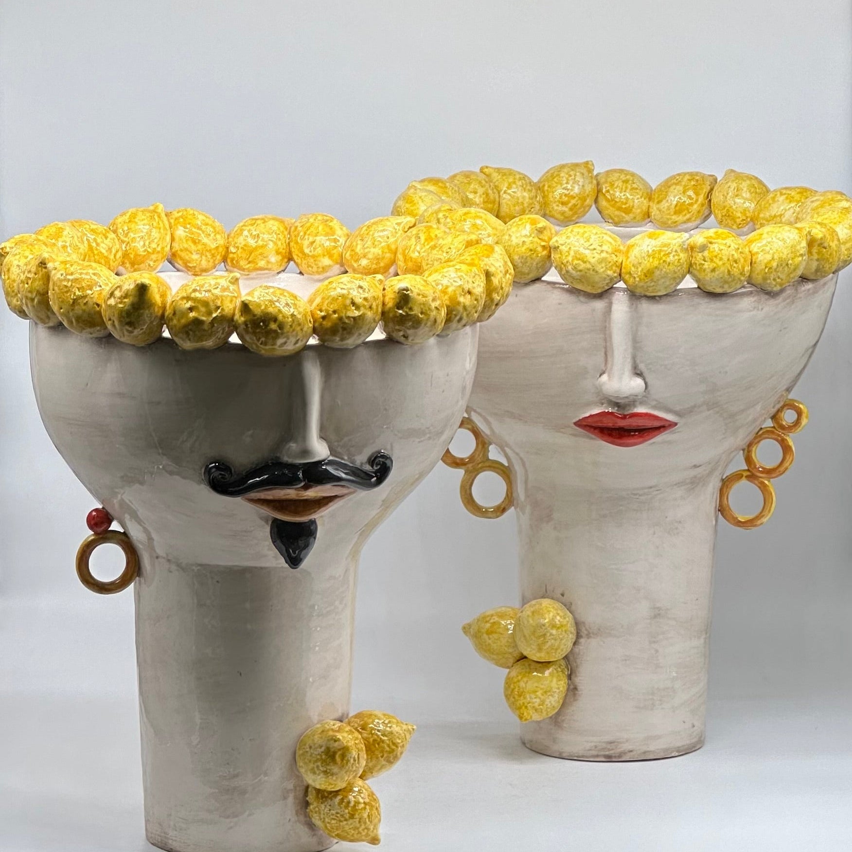 Teste di Moro Citrus Ceramica Caltagirone cm H.35 L.28 Artigianale - TESTE DI MORO