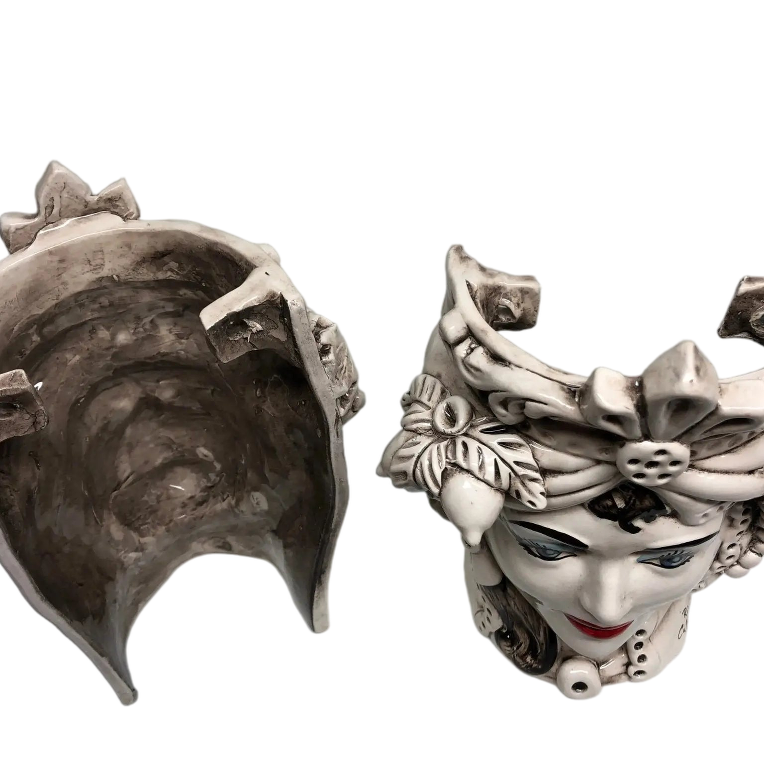 Teste di Moro Classica Applique Ceramica Caltagirone cm H.27 L.20 Effetto Invecchiato - DD CERAMICHE SICILIANE