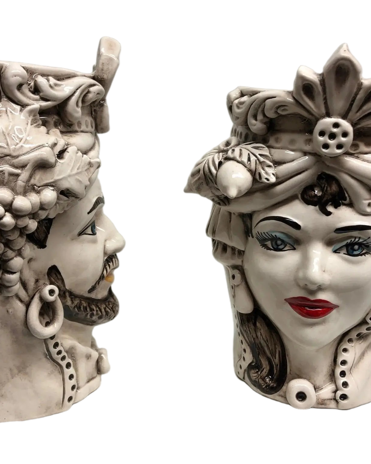 Teste di Moro Classica Applique Ceramica Caltagirone cm H.27 L.20 Effetto Invecchiato - DD CERAMICHE SICILIANE