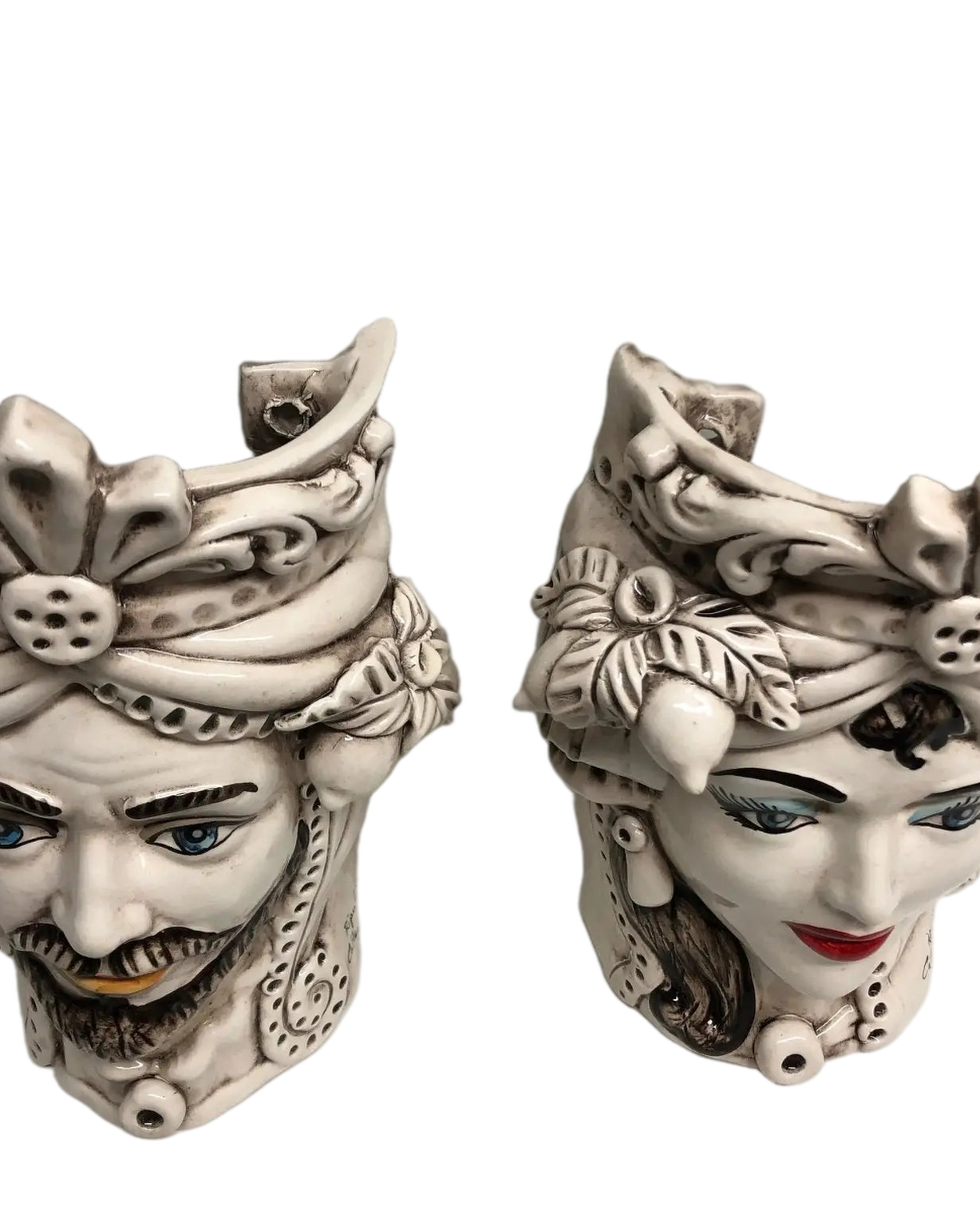Teste di Moro Classica Applique Ceramica Caltagirone cm H.27 L.20 Effetto Invecchiato - DD CERAMICHE SICILIANE