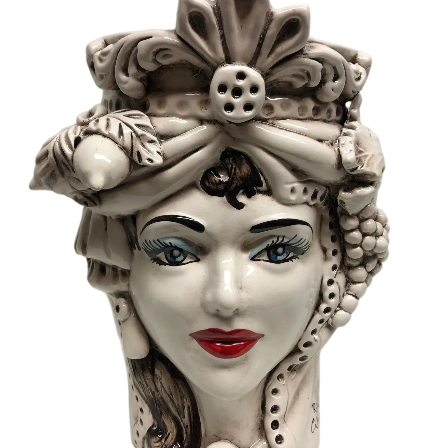 Teste di Moro Classica Applique Ceramica Caltagirone cm H.27 L.20 Effetto Invecchiato - DD CERAMICHE SICILIANE