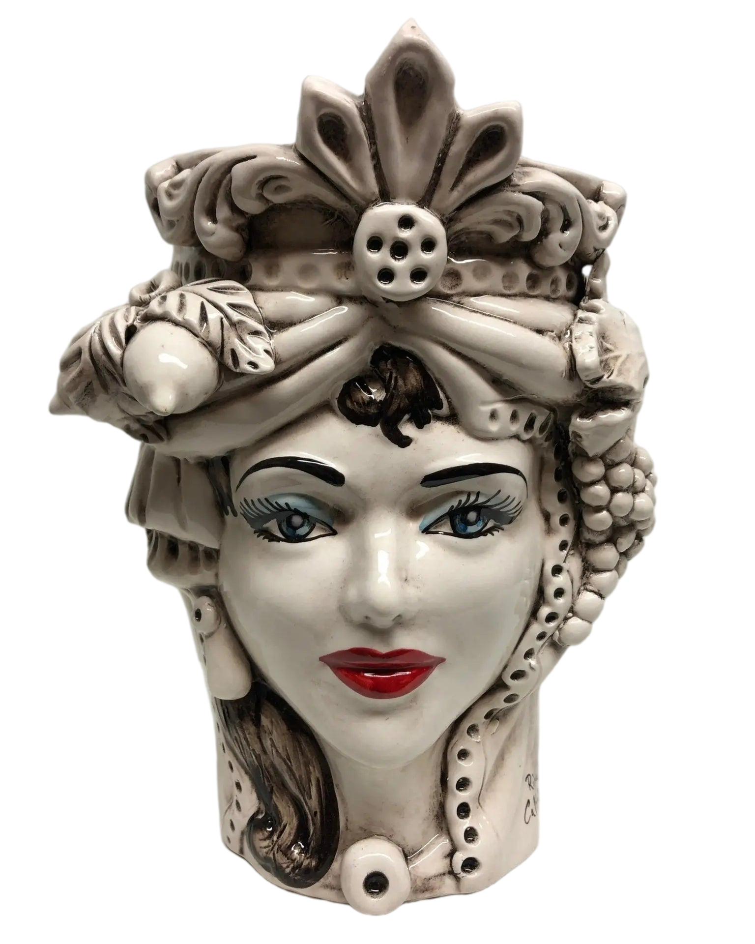 Teste di Moro Classica Applique Ceramica Caltagirone cm H.27 L.20 Effetto Invecchiato - DD CERAMICHE SICILIANE