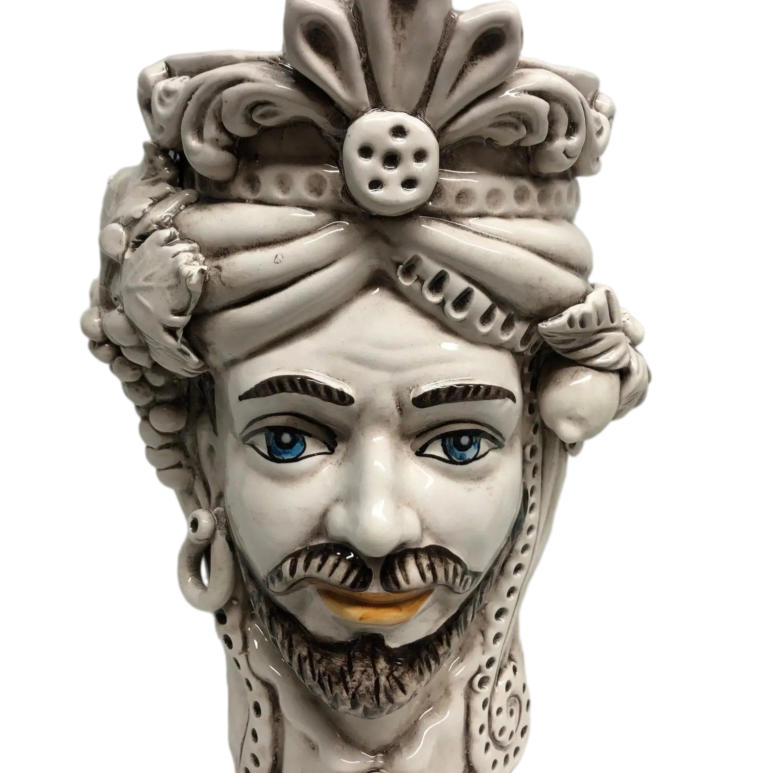 Teste di Moro Classica Applique Ceramica Caltagirone cm H.27 L.20 Effetto Invecchiato - DD CERAMICHE SICILIANE