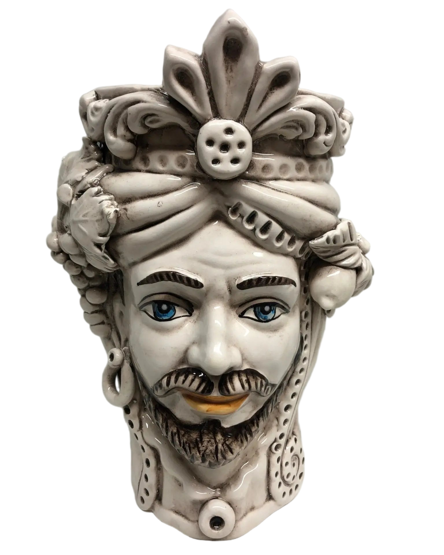 Teste di Moro Classica Applique Ceramica Caltagirone cm H.27 L.20 Effetto Invecchiato - DD CERAMICHE SICILIANE