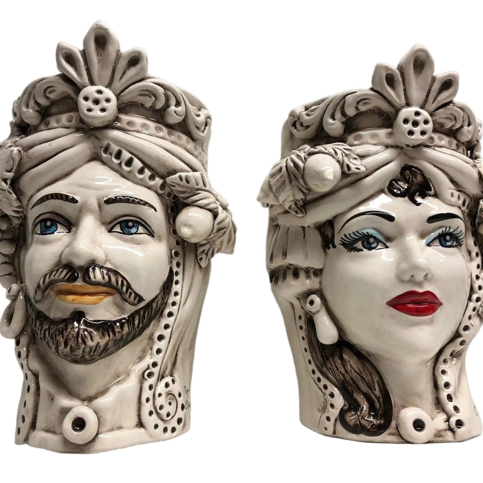 Teste di Moro Classica Applique Ceramica Caltagirone cm H.27 L.20 Effetto Invecchiato - DD CERAMICHE SICILIANE