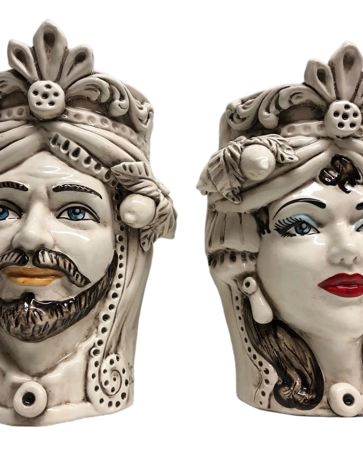 Teste di Moro Classica Applique Ceramica Caltagirone cm H.27 L.20 Effetto Invecchiato - DD CERAMICHE SICILIANE