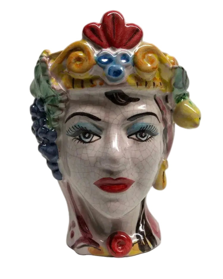 Teste di Moro Classica Ceramica Caltagirone cm H.15 L.12 Artigianale Craquelé - DD CERAMICHE SICILIANE