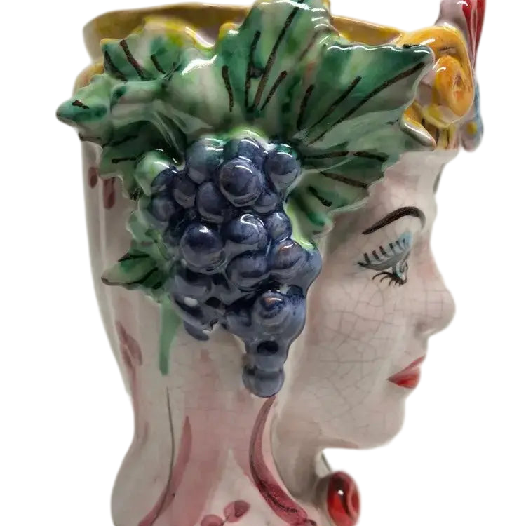 Teste di Moro Classica Ceramica Caltagirone cm H.15 L.12 Artigianale Craquelé - DD CERAMICHE SICILIANE