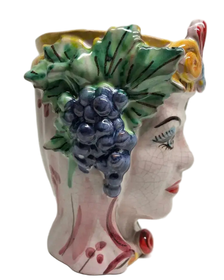 Teste di Moro Classica Ceramica Caltagirone cm H.15 L.12 Artigianale Craquelé - DD CERAMICHE SICILIANE
