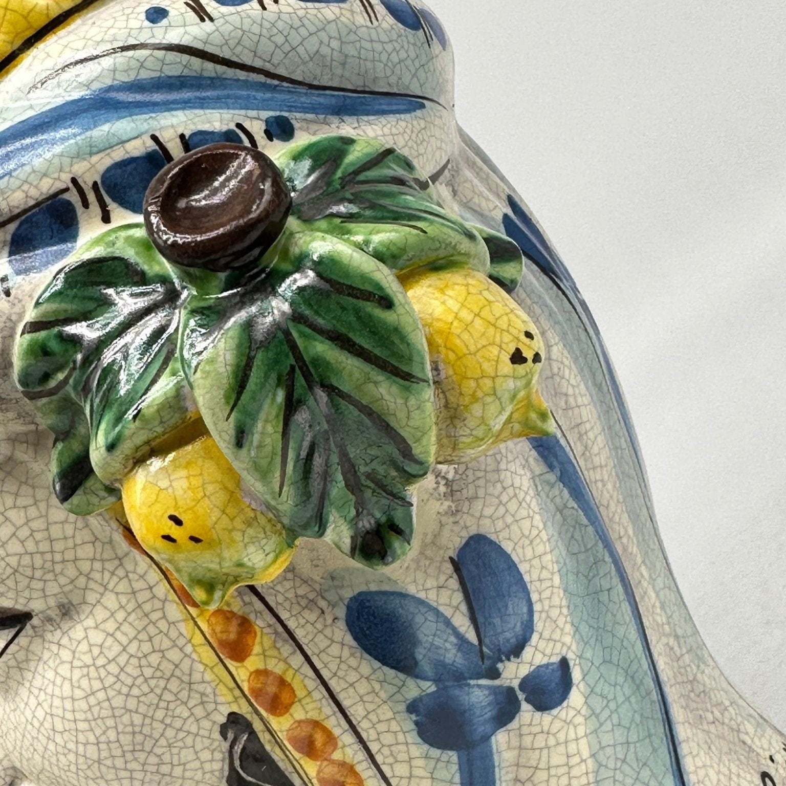 Teste di Moro Classica Corona Sfere Ceramica Caltagirone cm H.30 L.20 Craquelé - DD CERAMICHE SICILIANE