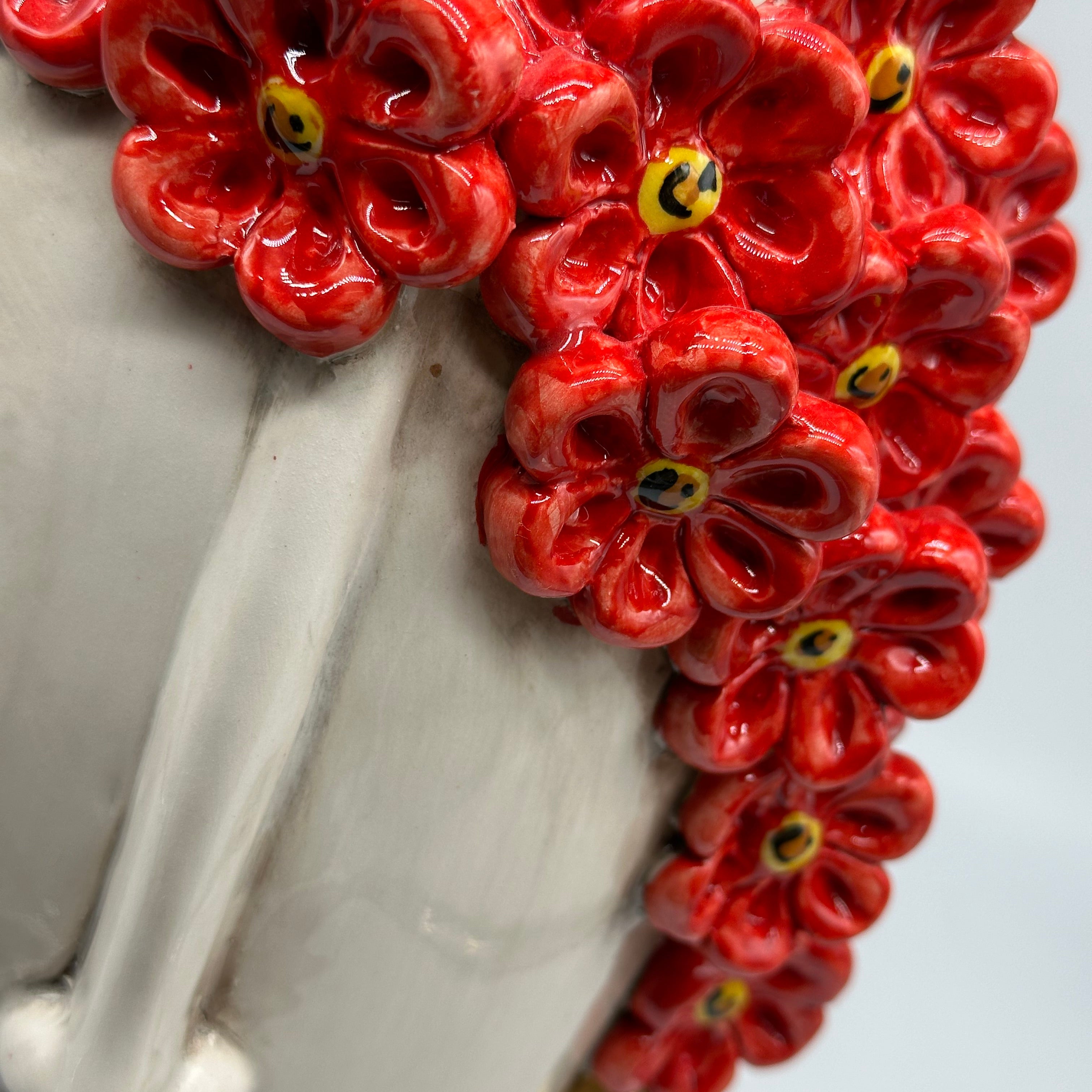 Teste di Moro Contempus Fiori Ceramica Caltagirone cm H.33 L.18 Artigianale - TESTE DI MORO