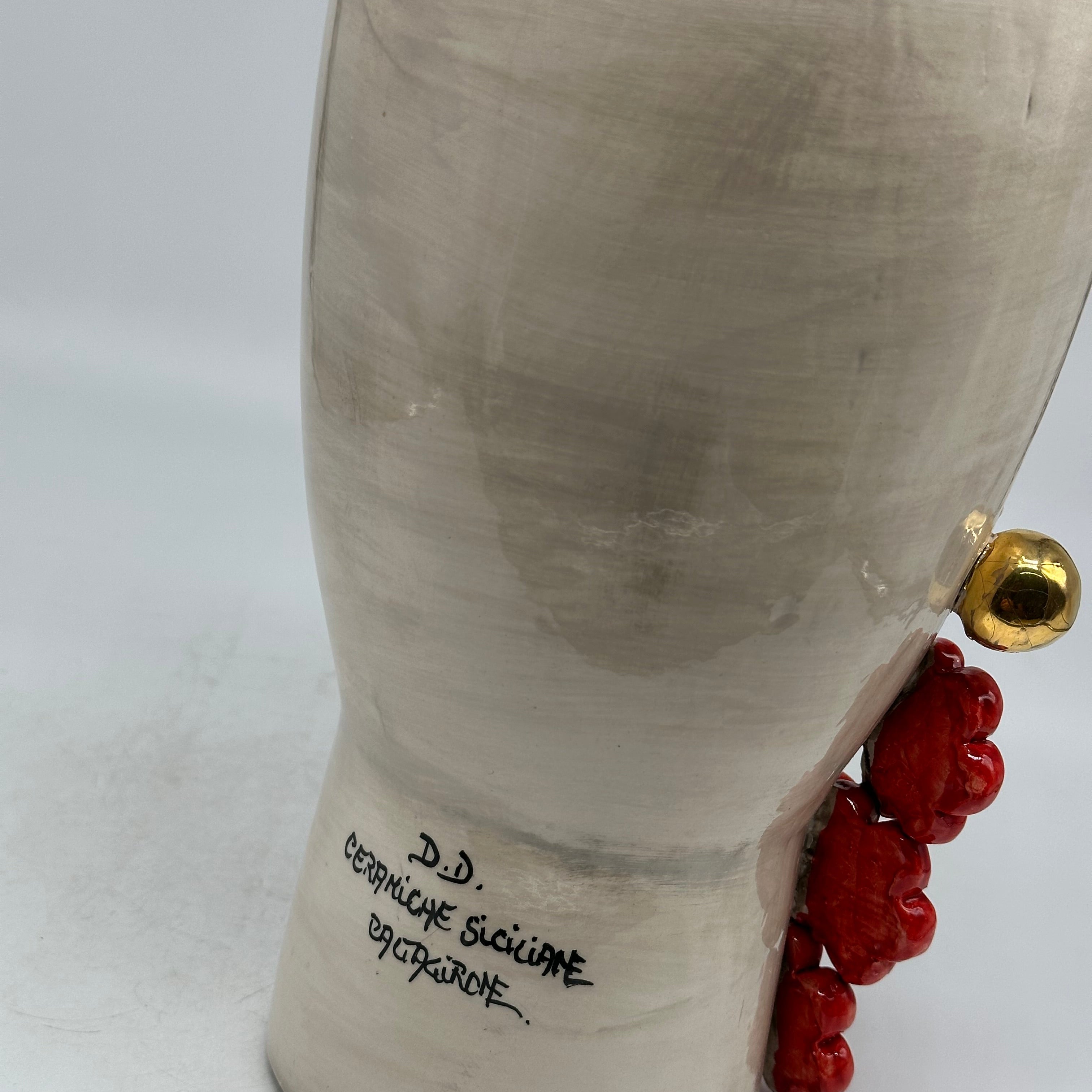 Teste di Moro Contempus Fiori Ceramica Caltagirone cm H.33 L.18 Artigianale - TESTE DI MORO