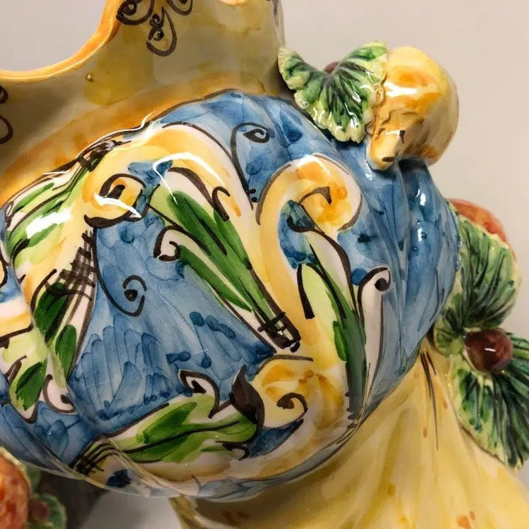 Teste di Moro Corona a Punte Ceramica Caltagirone cm H.28 L.20 Artigianale Decorazione Siciliana DD CERAMICHE SICILIANE