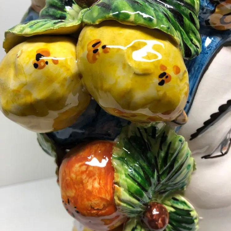 Teste di Moro Corona a Punte Ceramica Caltagirone cm H.28 L.20 Artigianale Decorazione Siciliana DD CERAMICHE SICILIANE