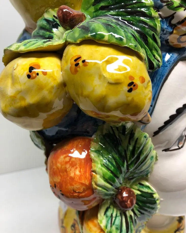 Teste di Moro Corona a Punte Ceramica Caltagirone cm H.28 L.20 Artigianale Decorazione Siciliana DD CERAMICHE SICILIANE