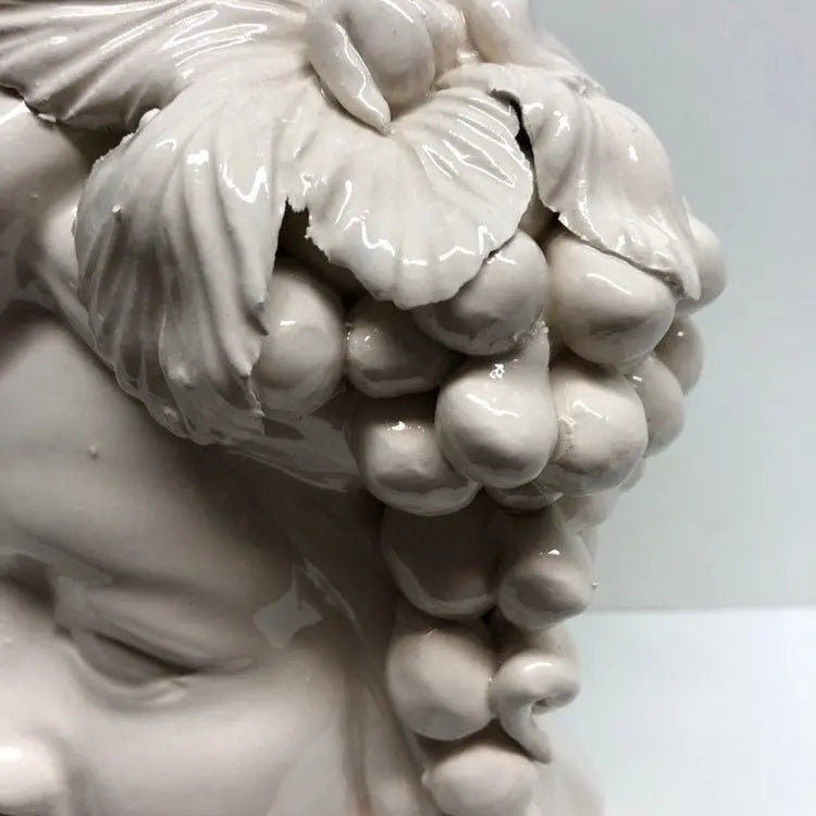 Teste di Moro Corona a Punte Ceramica Caltagirone cm H.28 L.20 Artigianale Bianco DD CERAMICHE SICILIANE