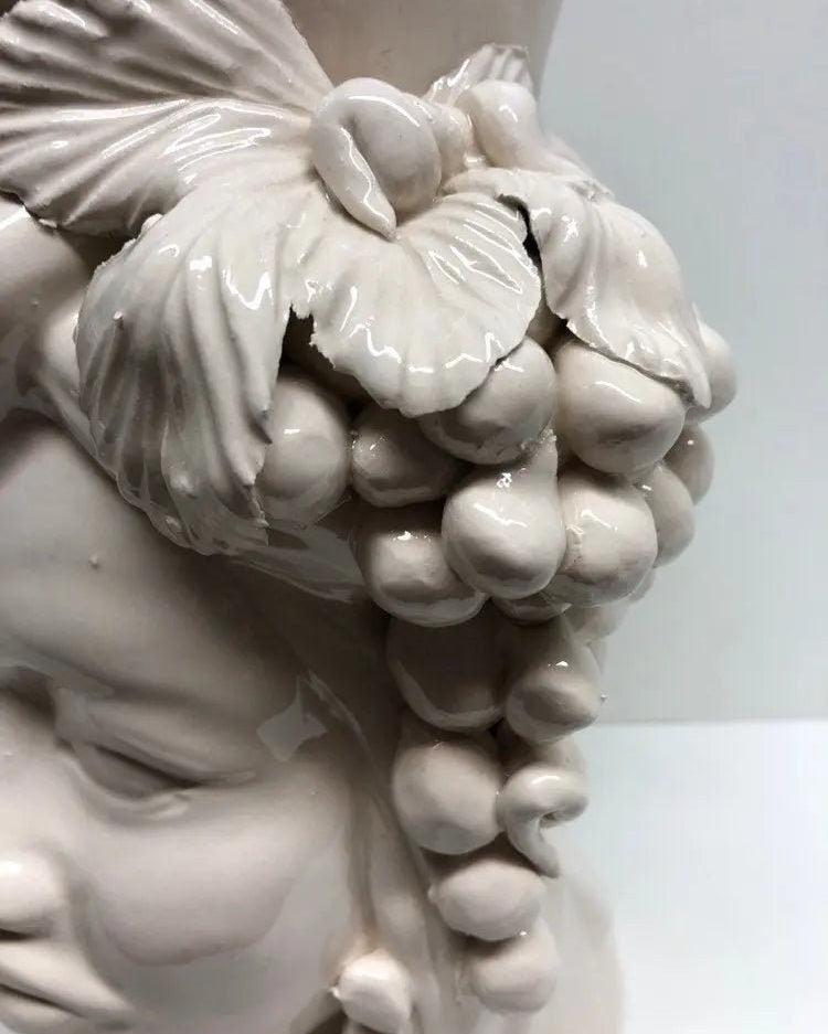 Teste di Moro Corona a Punte Ceramica Caltagirone cm H.28 L.20 Artigianale Bianco DD CERAMICHE SICILIANE
