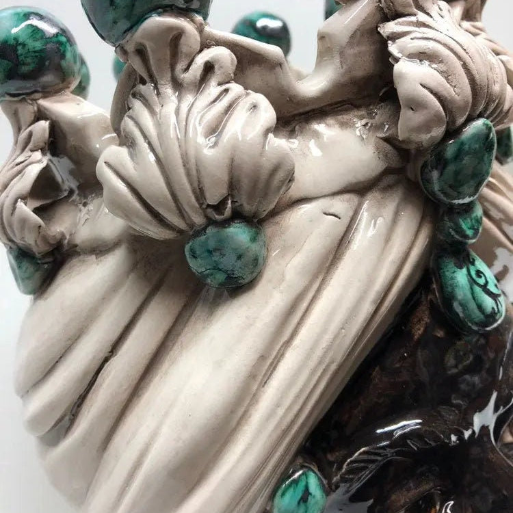 Teste di Moro Corona Ceramica Caltagirone cm H.30 L.20 Artigianale Sfere Verde DD CERAMICHE SICILIANE