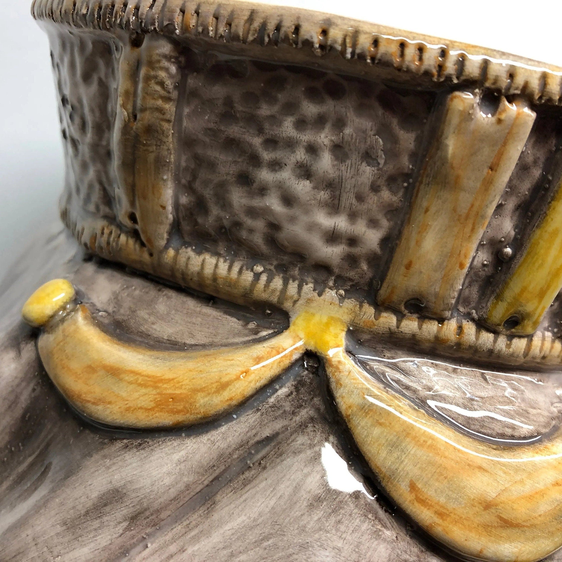 Teste di Moro Corona Retta Ceramica Caltagirone cm H.38 L.24 Artigianale dettagli Giallo DD CERAMICHE SICILIANE