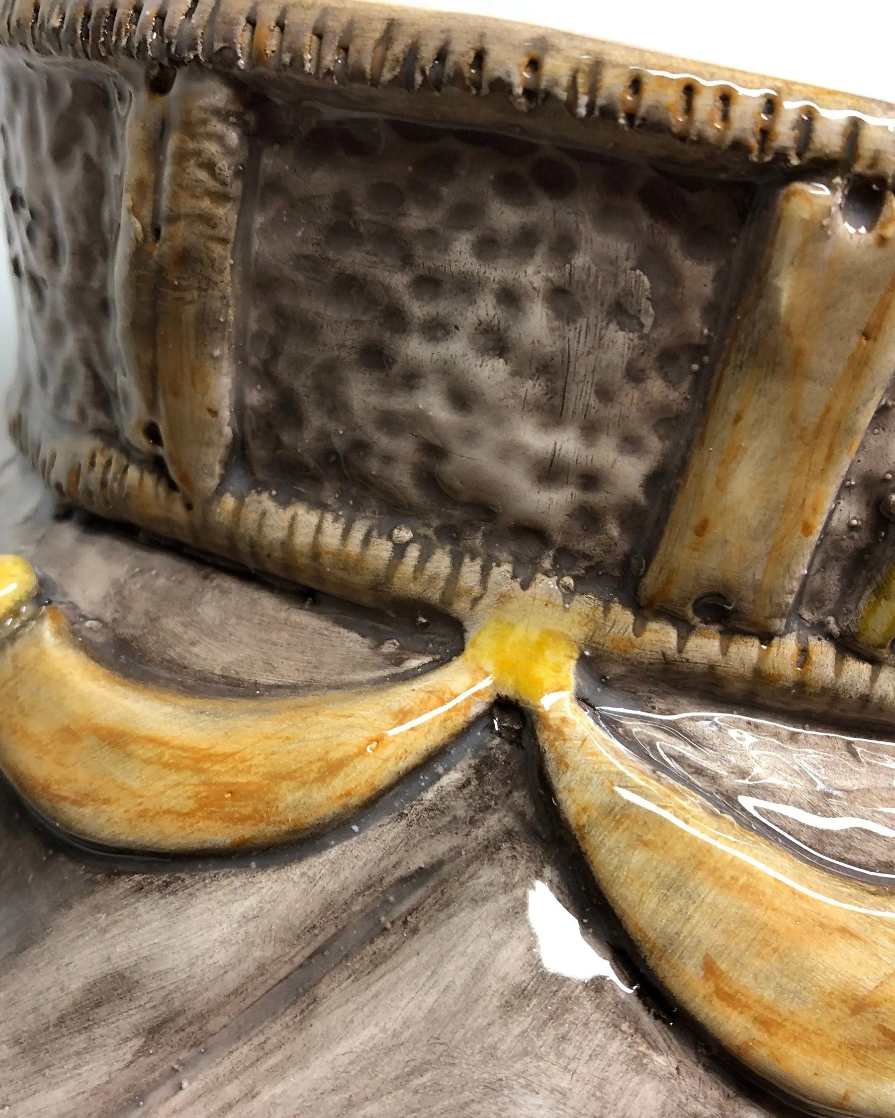 Teste di Moro Corona Retta Ceramica Caltagirone cm H.38 L.24 Artigianale dettagli Giallo DD CERAMICHE SICILIANE