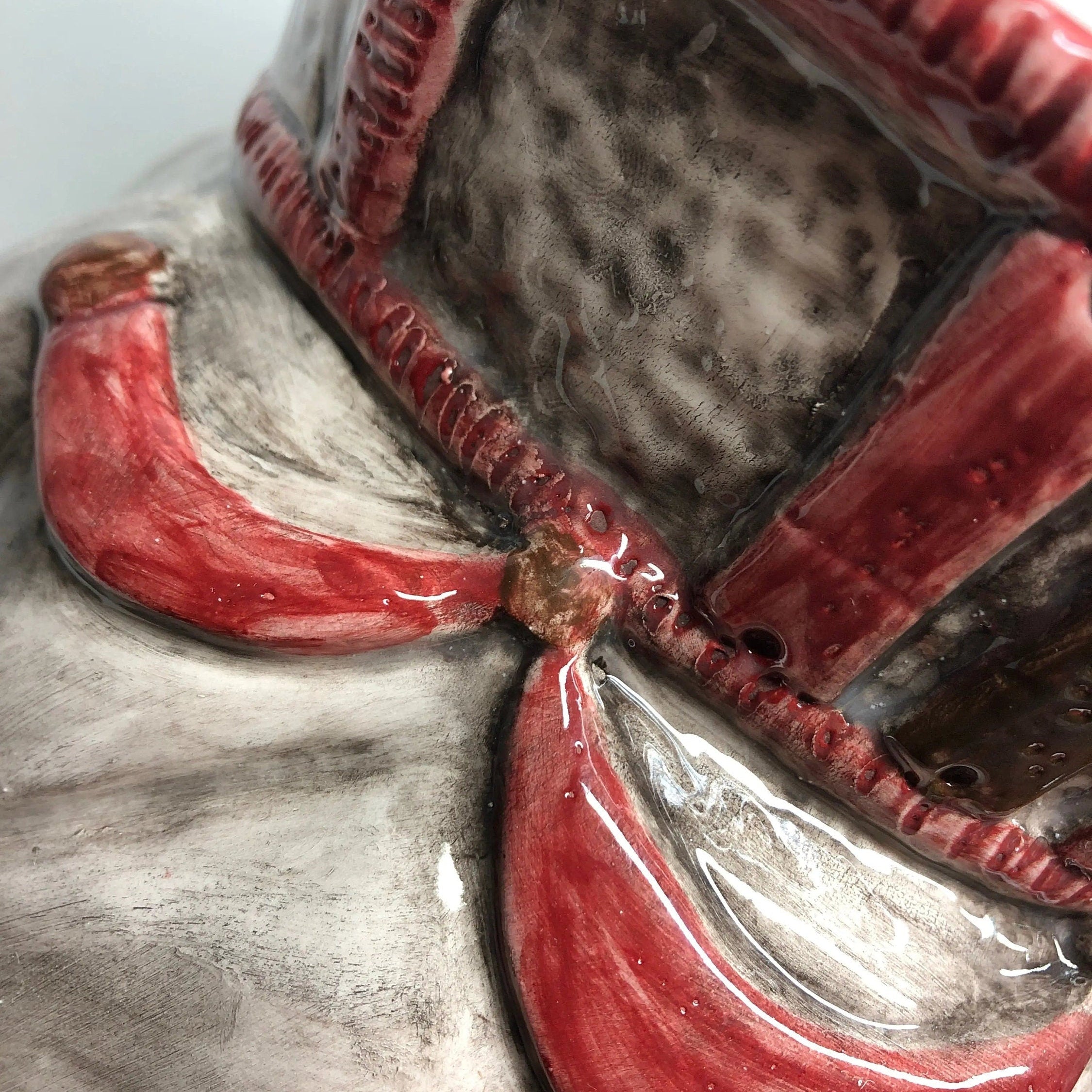 Teste di Moro Corona Retta Ceramica Caltagirone cm H.38 L.24 Artigianale dettagli Bordeaux DD CERAMICHE SICILIANE