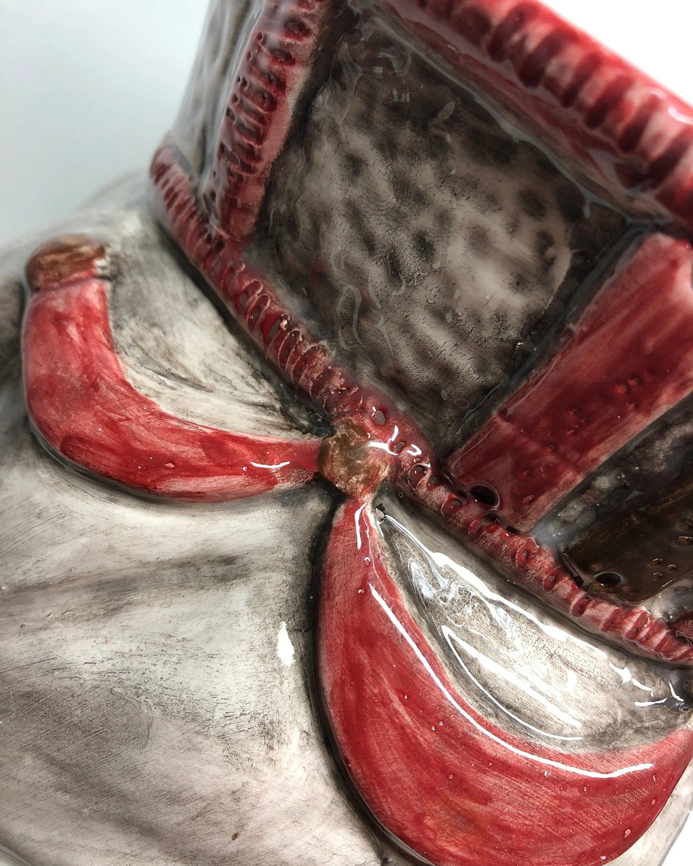 Teste di Moro Corona Retta Ceramica Caltagirone cm H.38 L.24 Artigianale dettagli Bordeaux DD CERAMICHE SICILIANE