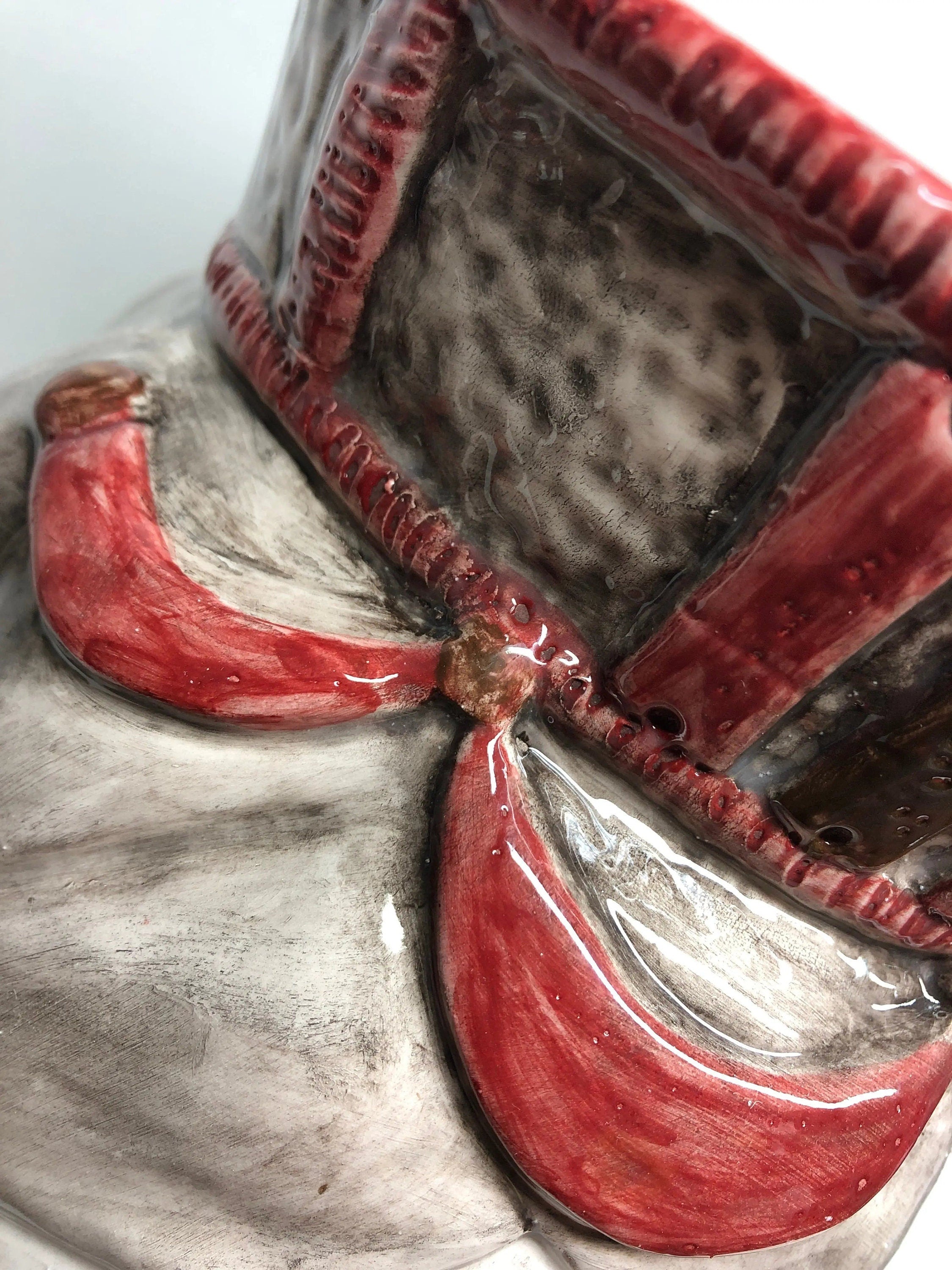 Teste di Moro Corona Retta Ceramica Caltagirone cm H.38 L.24 Artigianale dettagli Bordeaux DD CERAMICHE SICILIANE