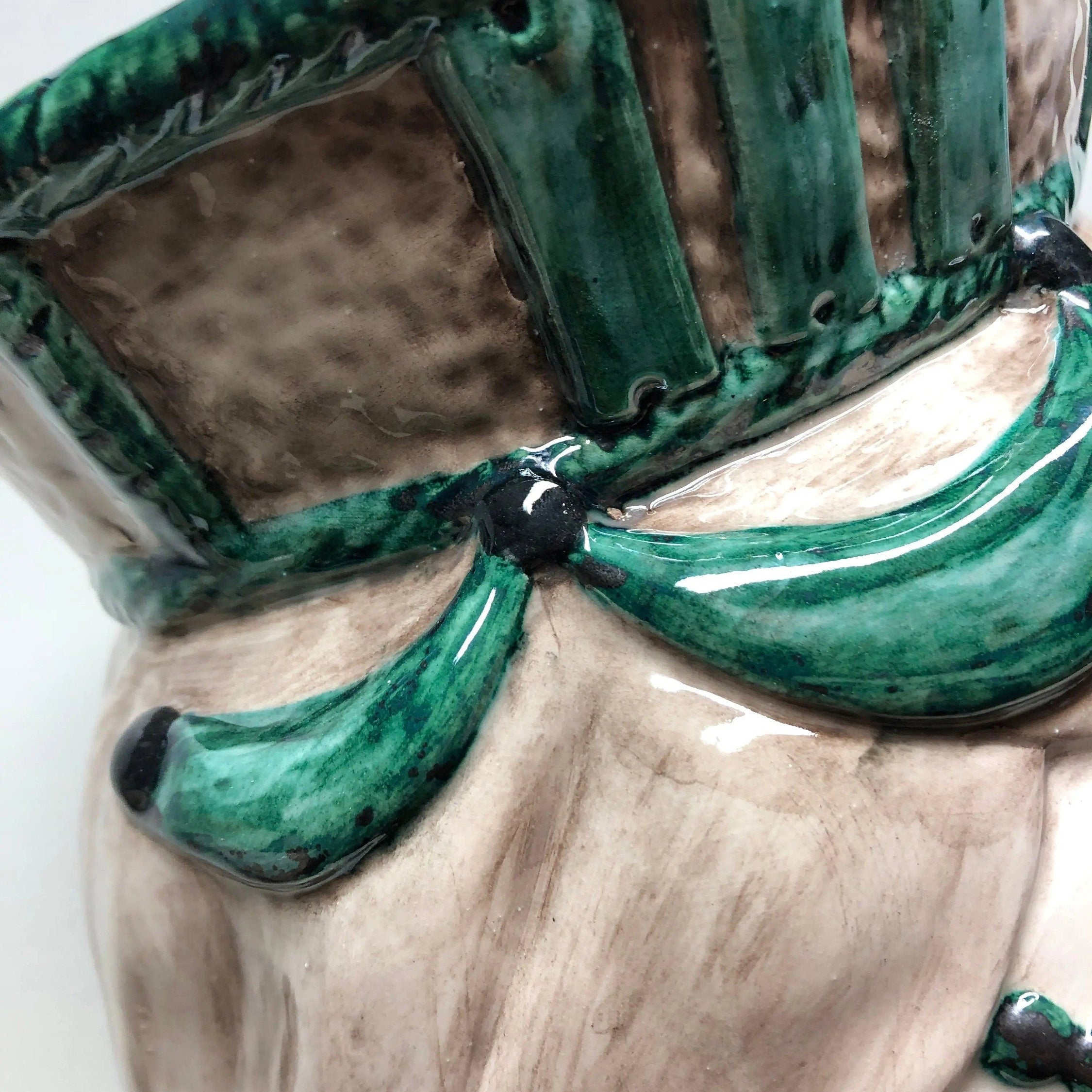 Teste di Moro Corona Retta Ceramica Caltagirone cm H.38 L.24 Artigianale dettagli Verde Acqua DD CERAMICHE SICILIANE