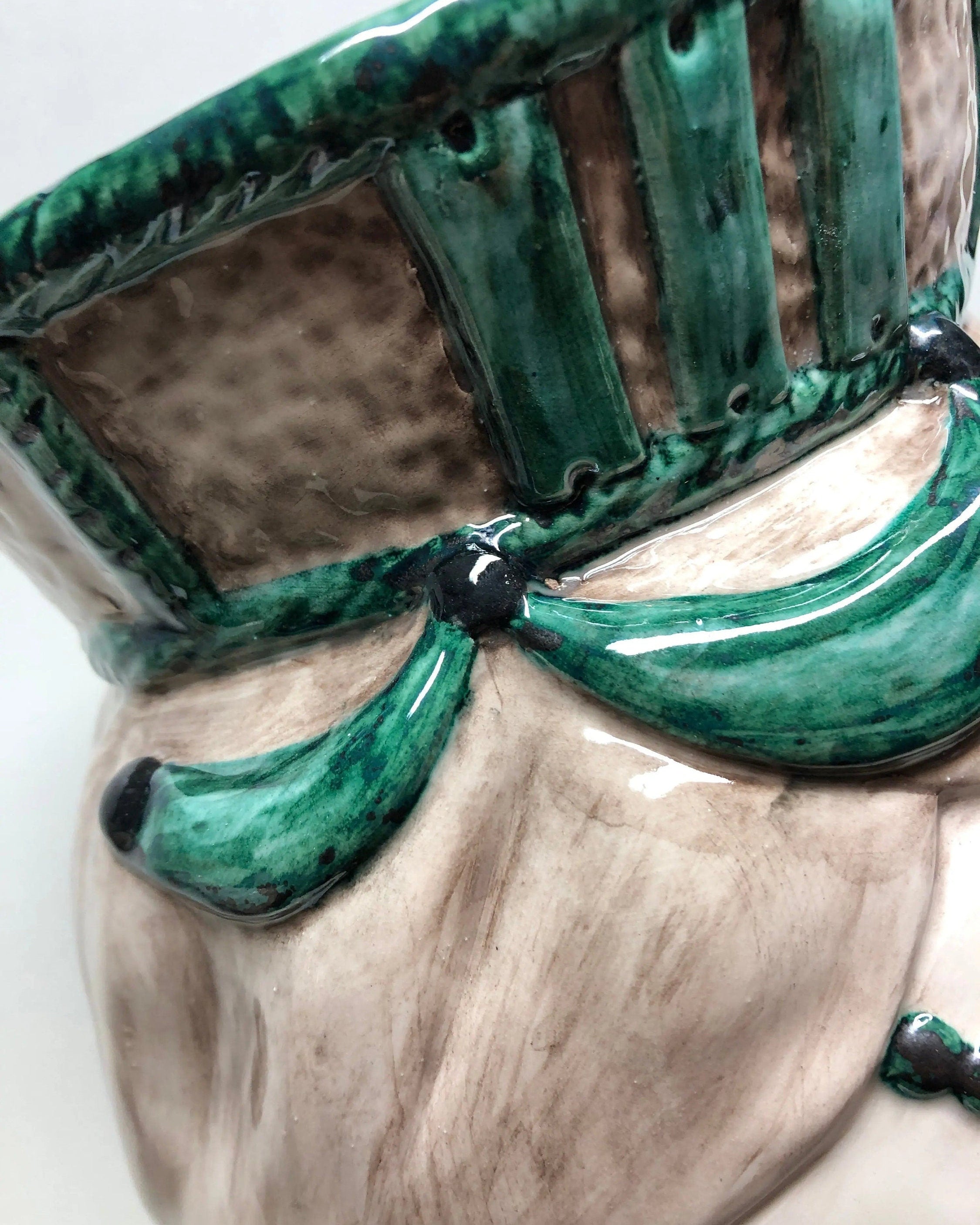 Teste di Moro Corona Retta Ceramica Caltagirone cm H.38 L.24 Artigianale dettagli Verde Acqua DD CERAMICHE SICILIANE