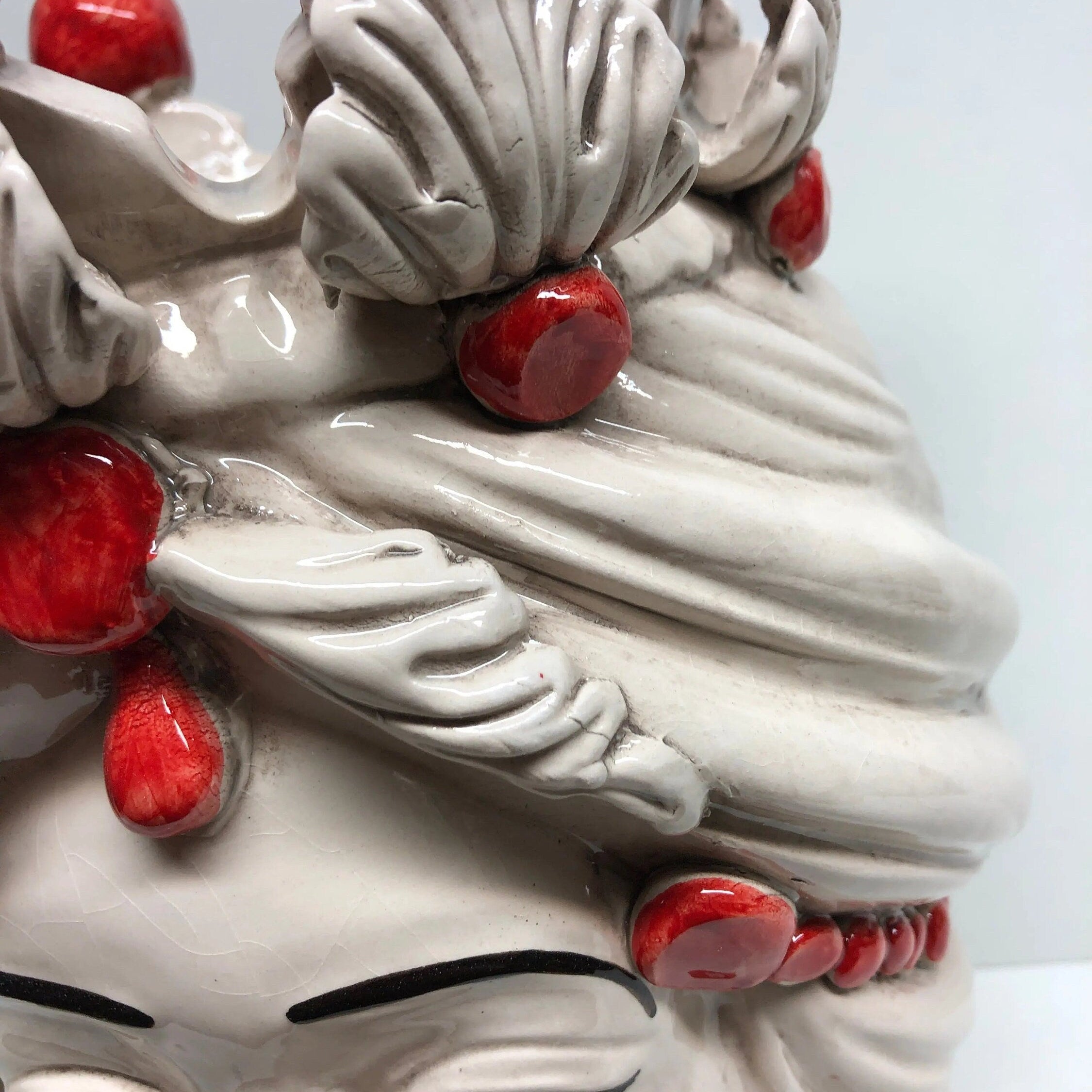 Teste di Moro Corona Sfere Rosso Ceramica Caltagirone cm H.30 L.20 Artigianale DD CERAMICHE SICILIANE