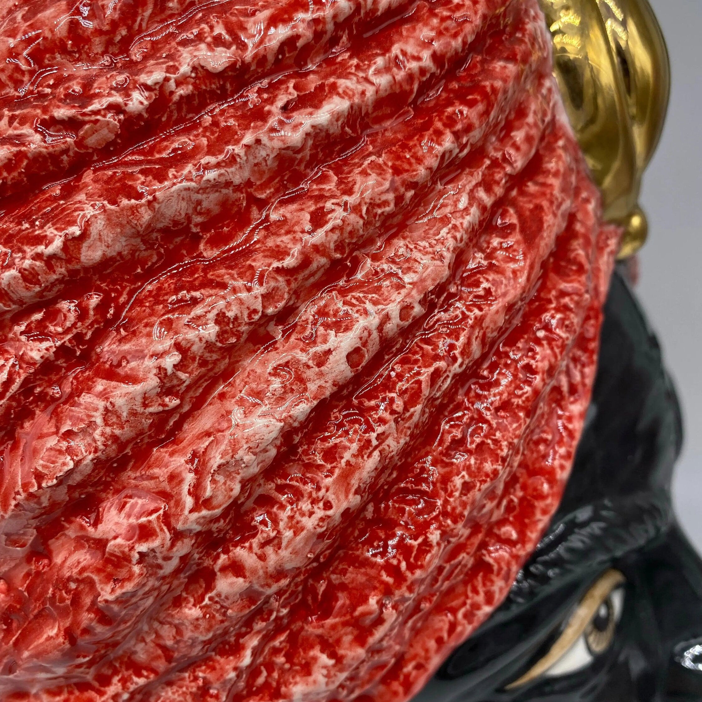 Teste di Moro Demetra Ceramica Caltagirone cm H.40 L.22 Artigianale Rosso Oro DD CERAMICHE SICILIANE