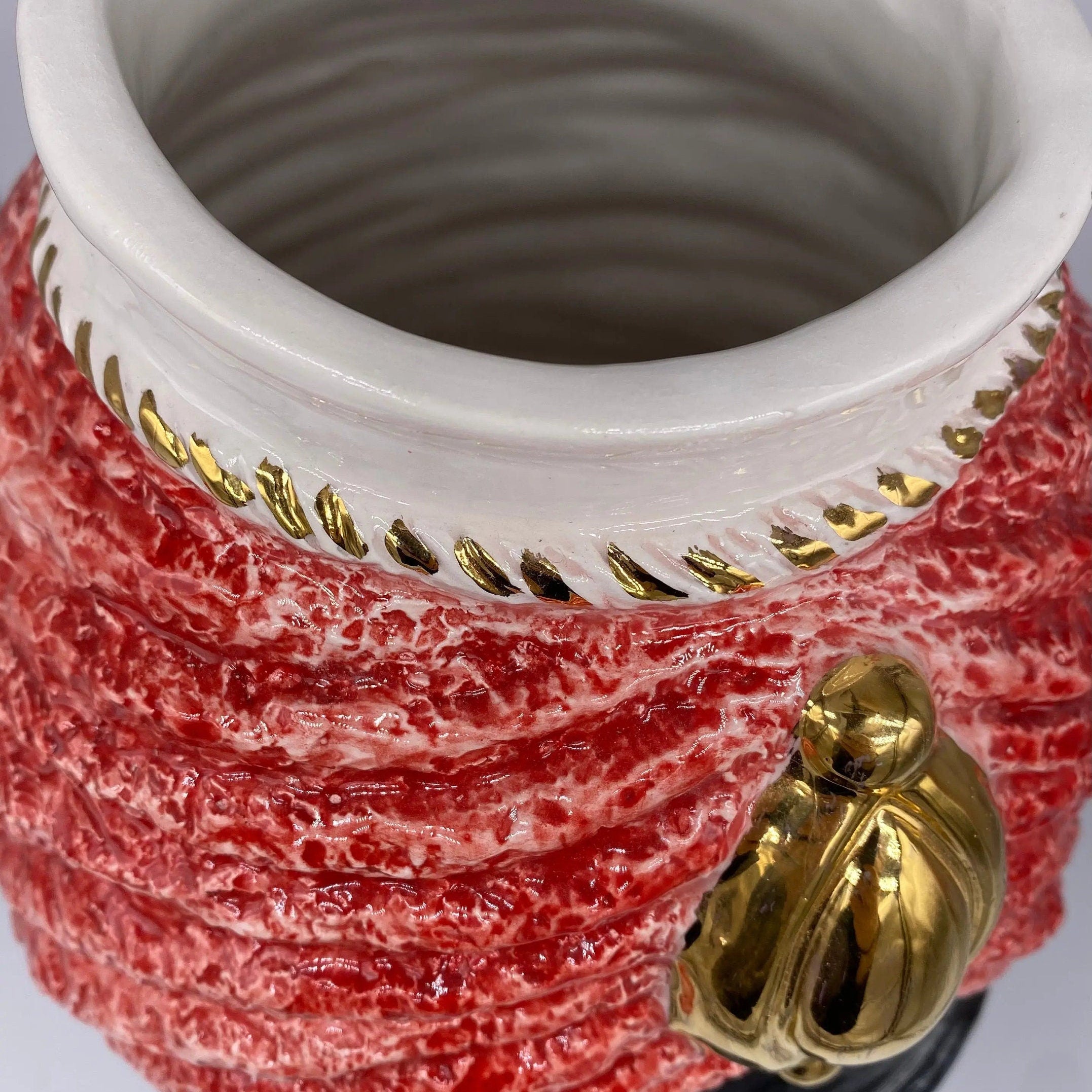 Teste di Moro Demetra Ceramica Caltagirone cm H.40 L.22 Artigianale Rosso Oro DD CERAMICHE SICILIANE