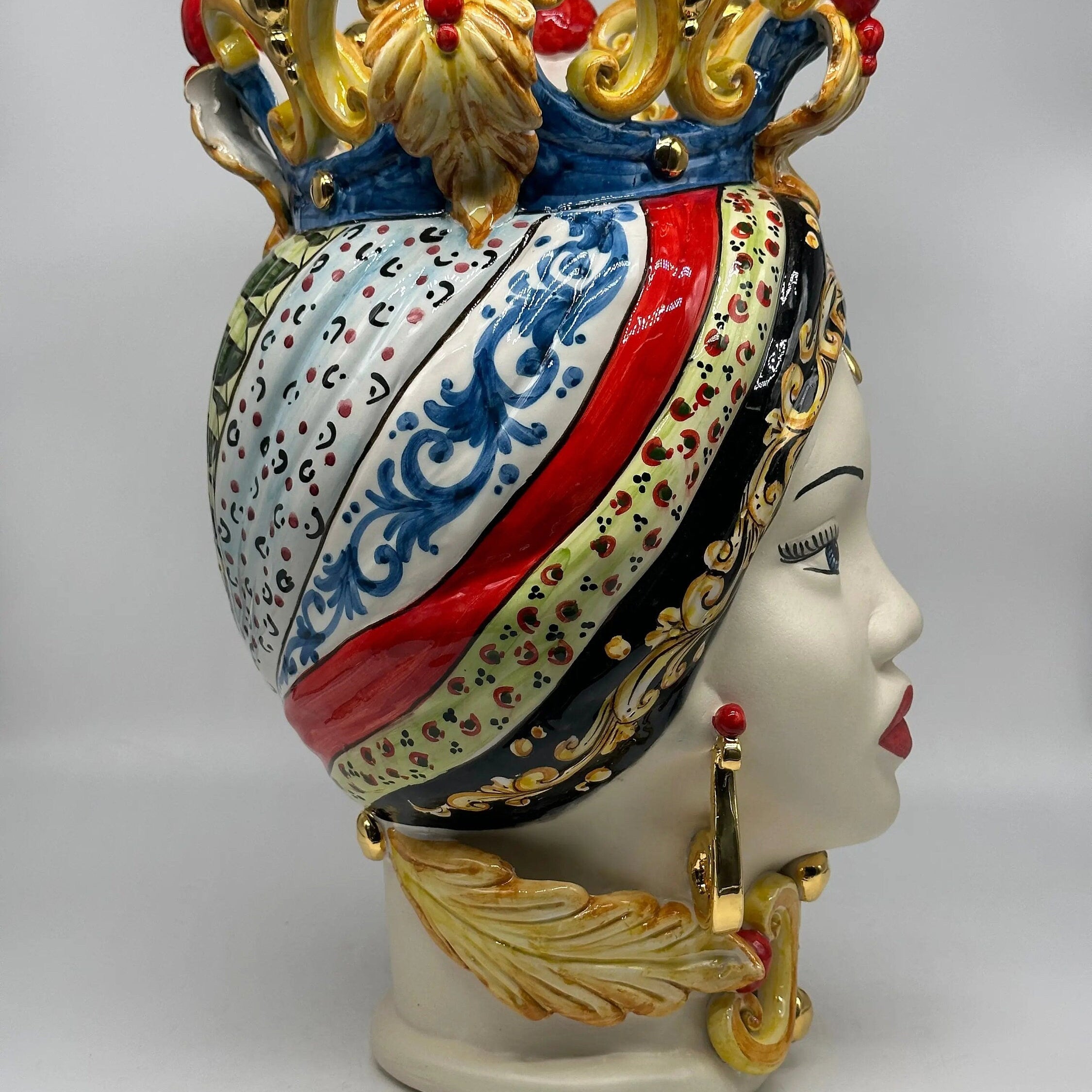 Teste di Moro Diana “Carretto” Ceramica Caltagirone cm H.40 L.25 Artigianale DD CERAMICHE SICILIANE